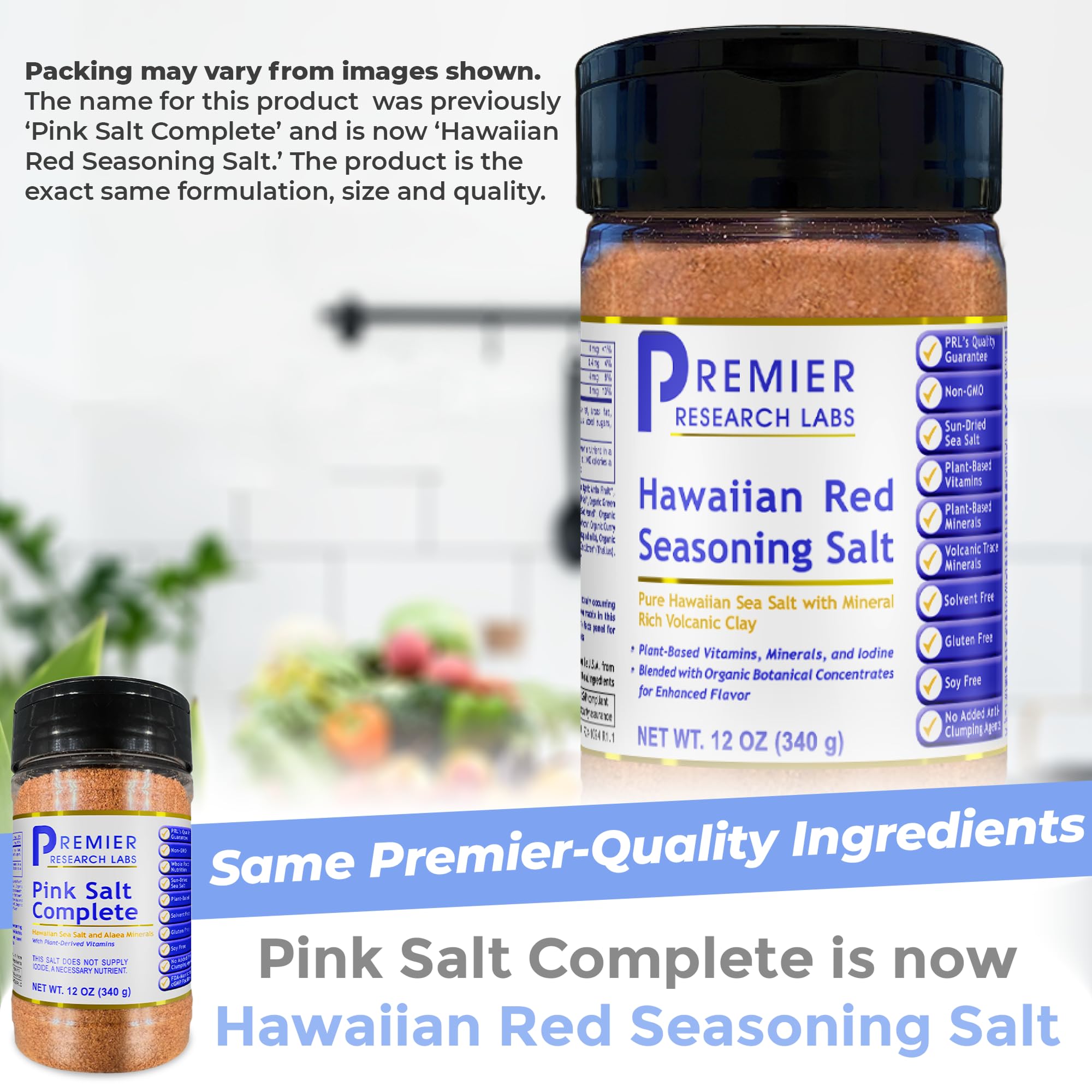 Premier Research Labs Hawaiian Red Seasoning Salt- Pink Salt, Red Hawaiian Salt, Hawaiian Red Alaea Sea Salt for Cooking, Multivitamin for Kids, Enriched with Plant-Derived Vitamins & Minerals- 12 oz Premier Research Labs uk supplements