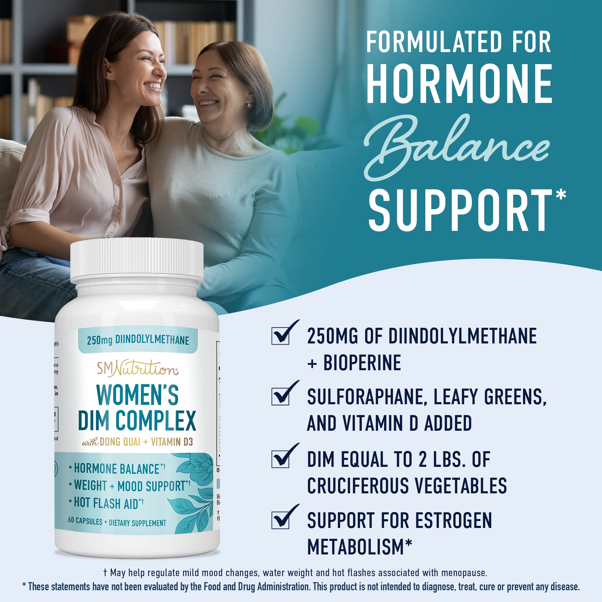 DIM Supplement 250 mg | Estrogen Balance for Women | Hormone Menopause Relief SMNutrition uk supplements