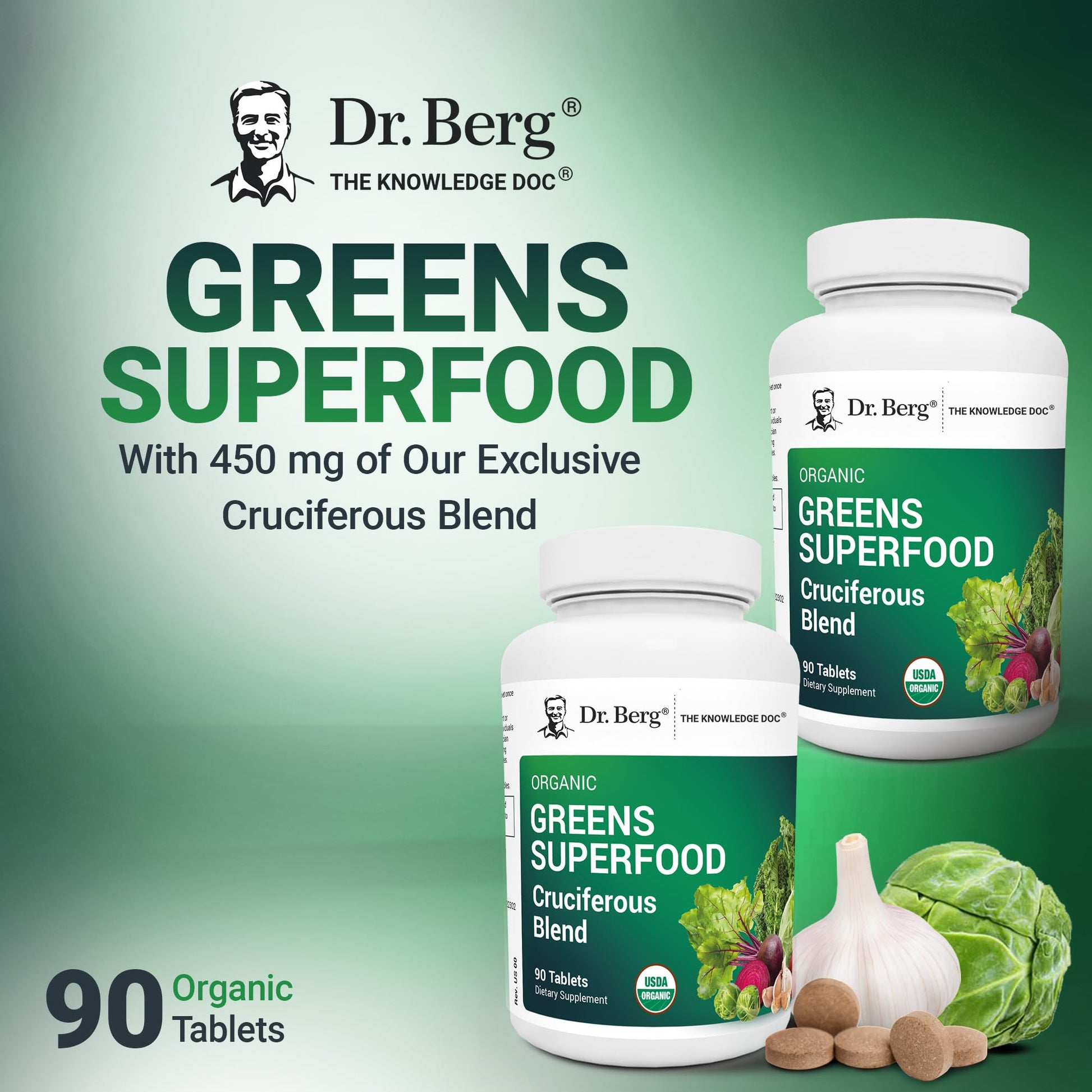 Dr. Berg's Greens Superfood Cruciferous Vegetable Tablets - Vegetable Supplements for Adults w/ 11 Phytonutrient Super Greens - Energy, Immune System & Liver Veggie Tablets - 90 Tablet Dr. Berg Nutritionals uk supplements