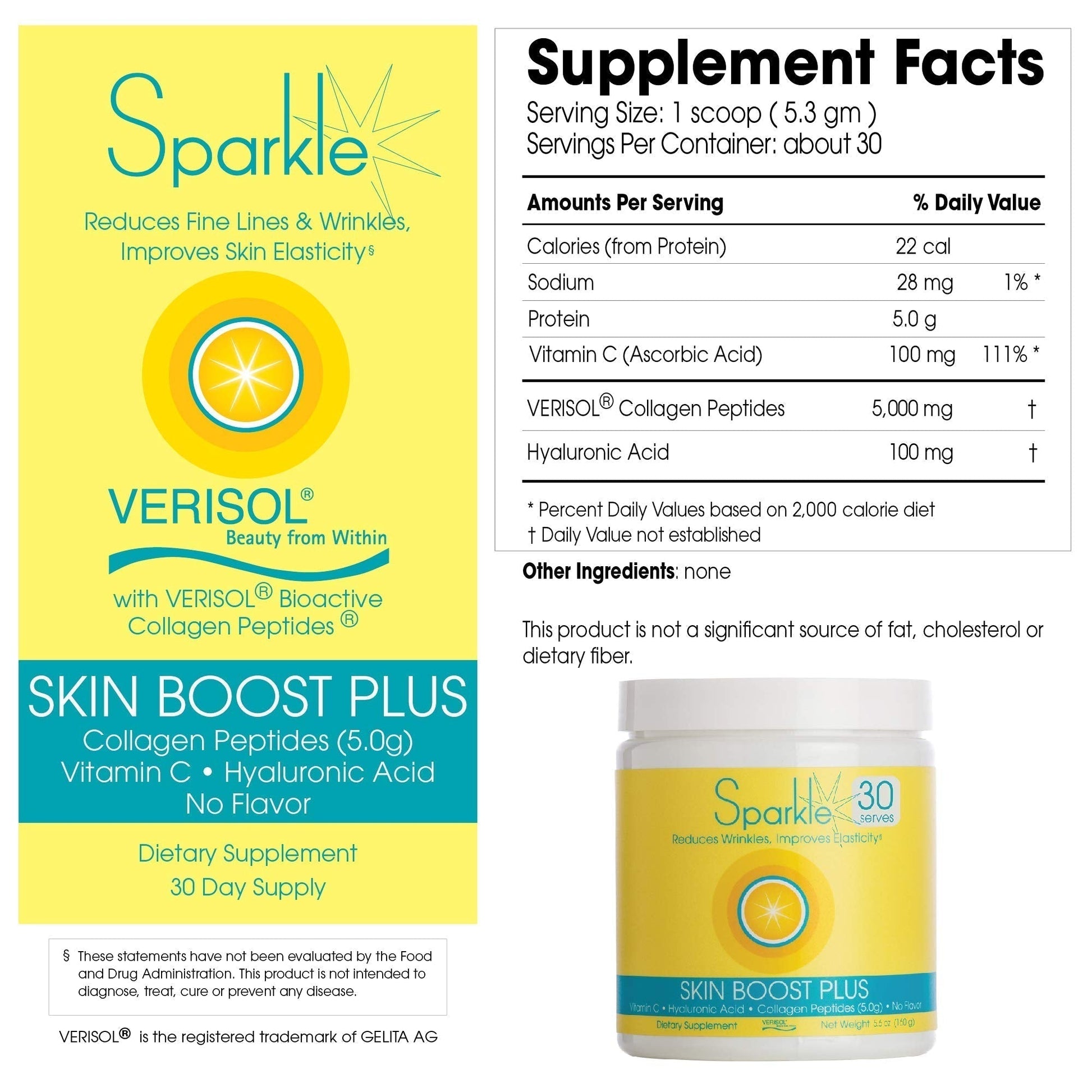 Hydrolyzed Collagen Powder - Sparkle Skin Boost Plus (No Flavor) [30-Serves] Verisol Pept Sparkle Collagen uk supplements