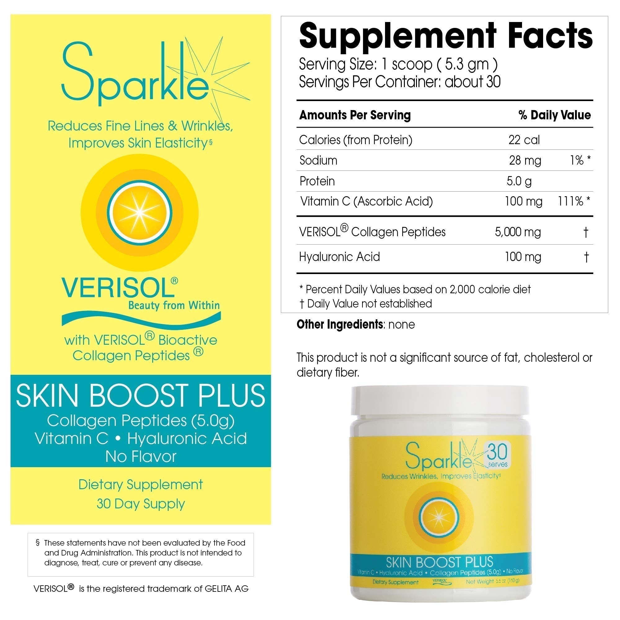 Hydrolyzed Collagen Powder - Sparkle Skin Boost Plus (No Flavor) [30-Serves] Verisol Pept Sparkle Collagen uk supplements