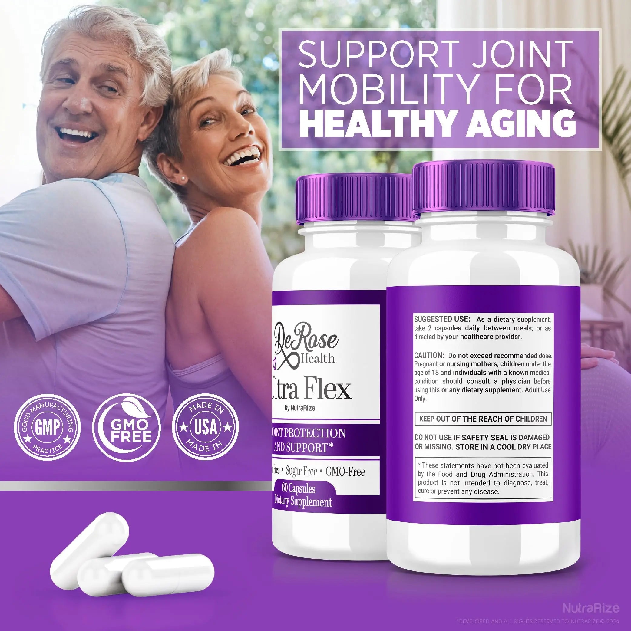 (2 Pack) Ultra Flex Capsules, Advanced Joint Support Supplement, Ultra Flex Natural Joint Health Formula, Max Strength Pills for Joint Wellness and Mobility, UltraFlex Vitamin Reviews (120 Capsules) NutraRize uk supplements