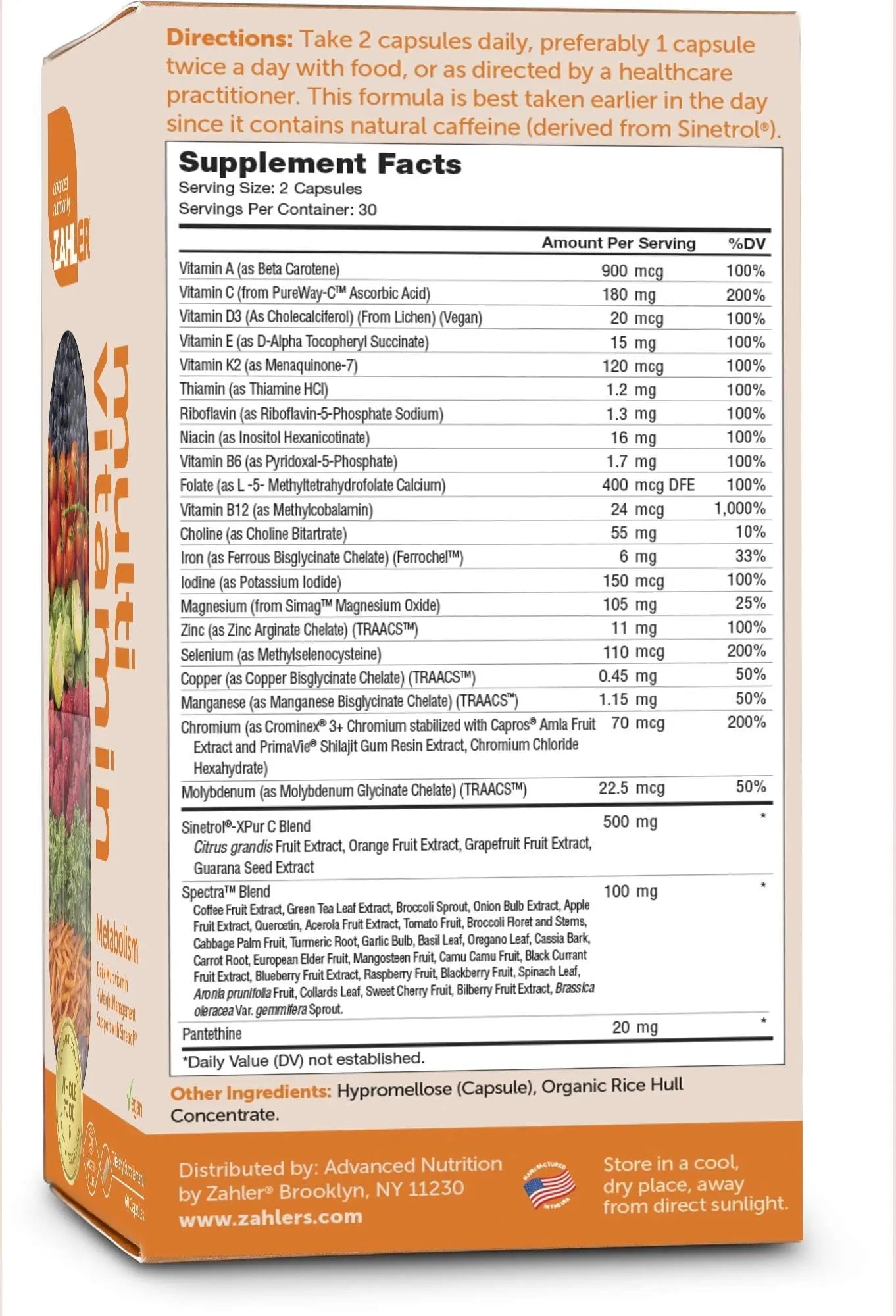 Zahler Multivitamin Metabolism + Weight Management Support for Women and Men with Iron, Certified Kosher, 60 Capsules Zahler uk supplements