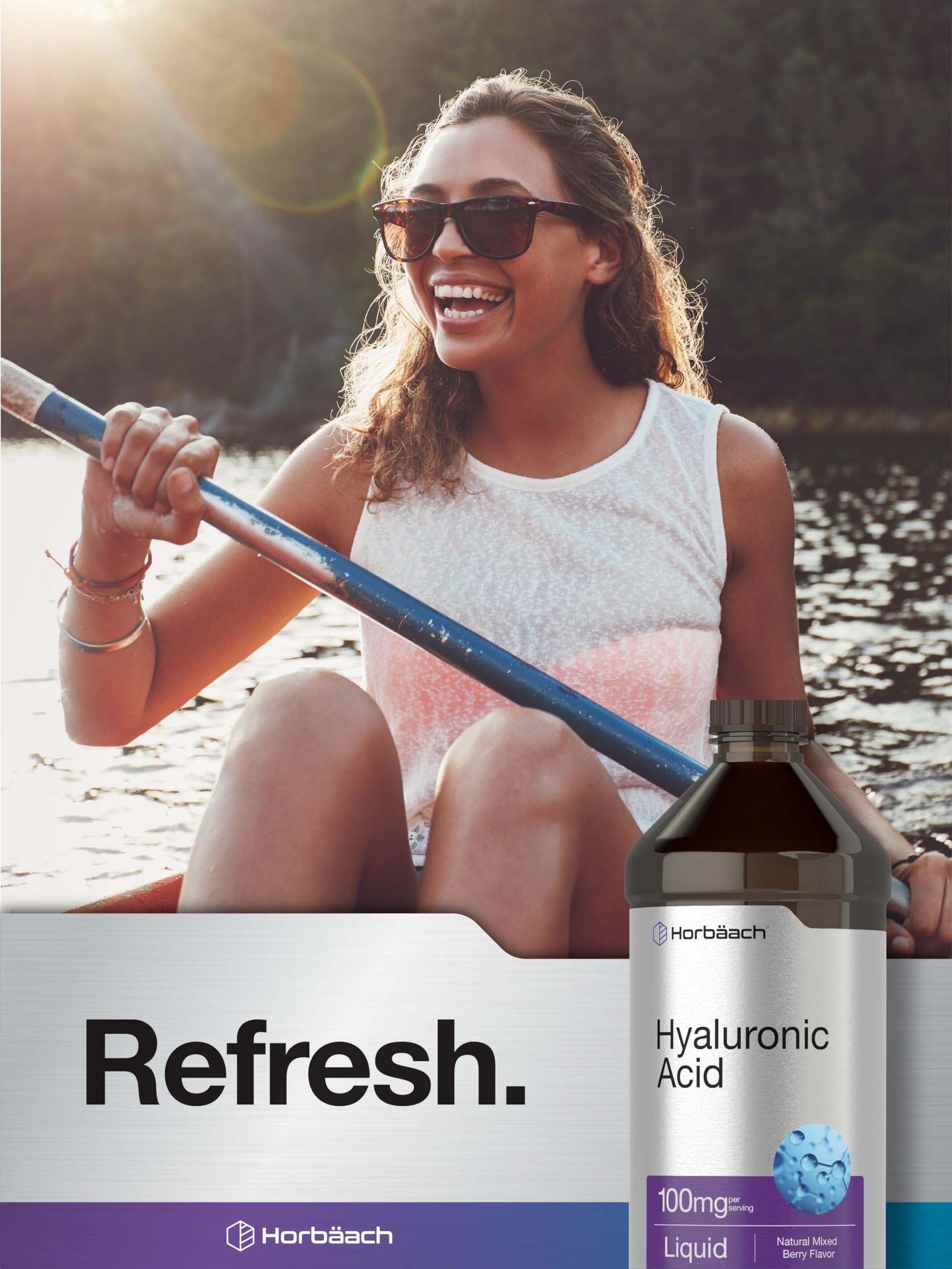 Liquid Hyaluronic Acid Supplement | 100 mg | 16 oz | Mixed Berry Flavor | Non-GMO Horbäach uk supplements