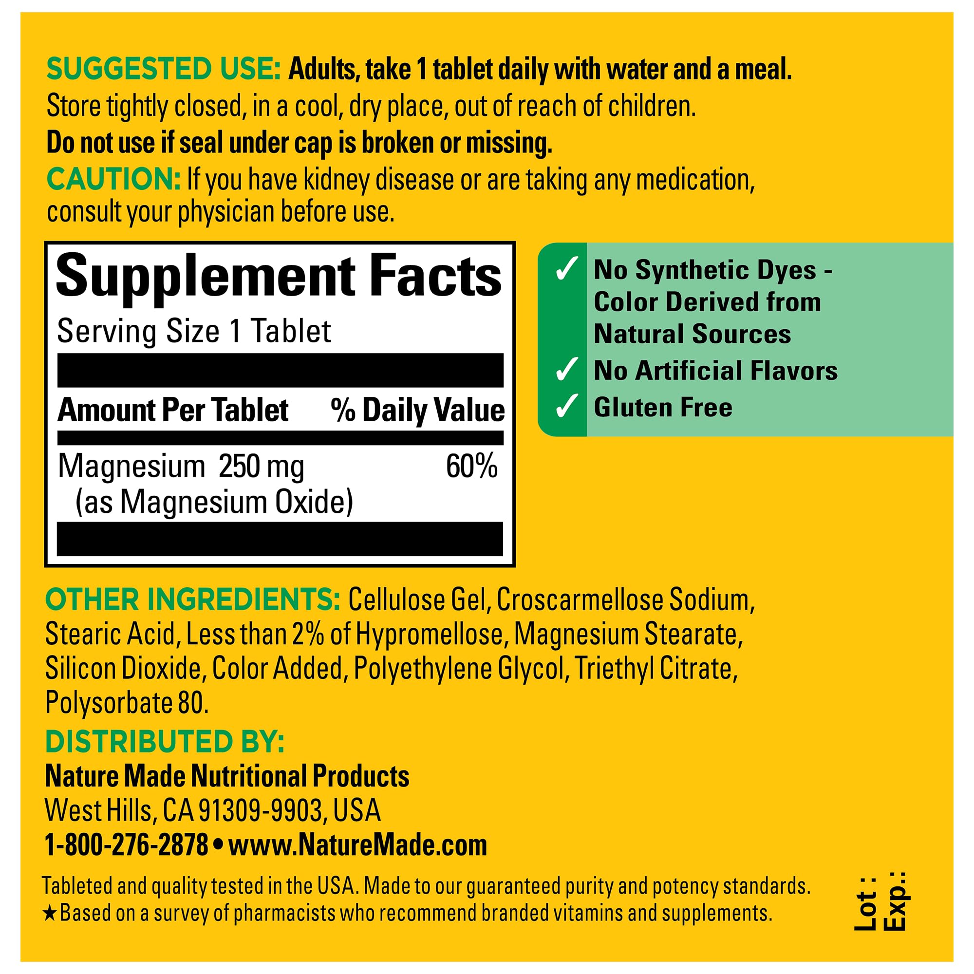 Nature Made Magnesium Oxide 250 mg, Magnesium Supplements for Men and Women, Support for Muscle, Heart, Bone and Nerve Health, 100 Tablets, 100 Day Supply Nature Made uk supplements