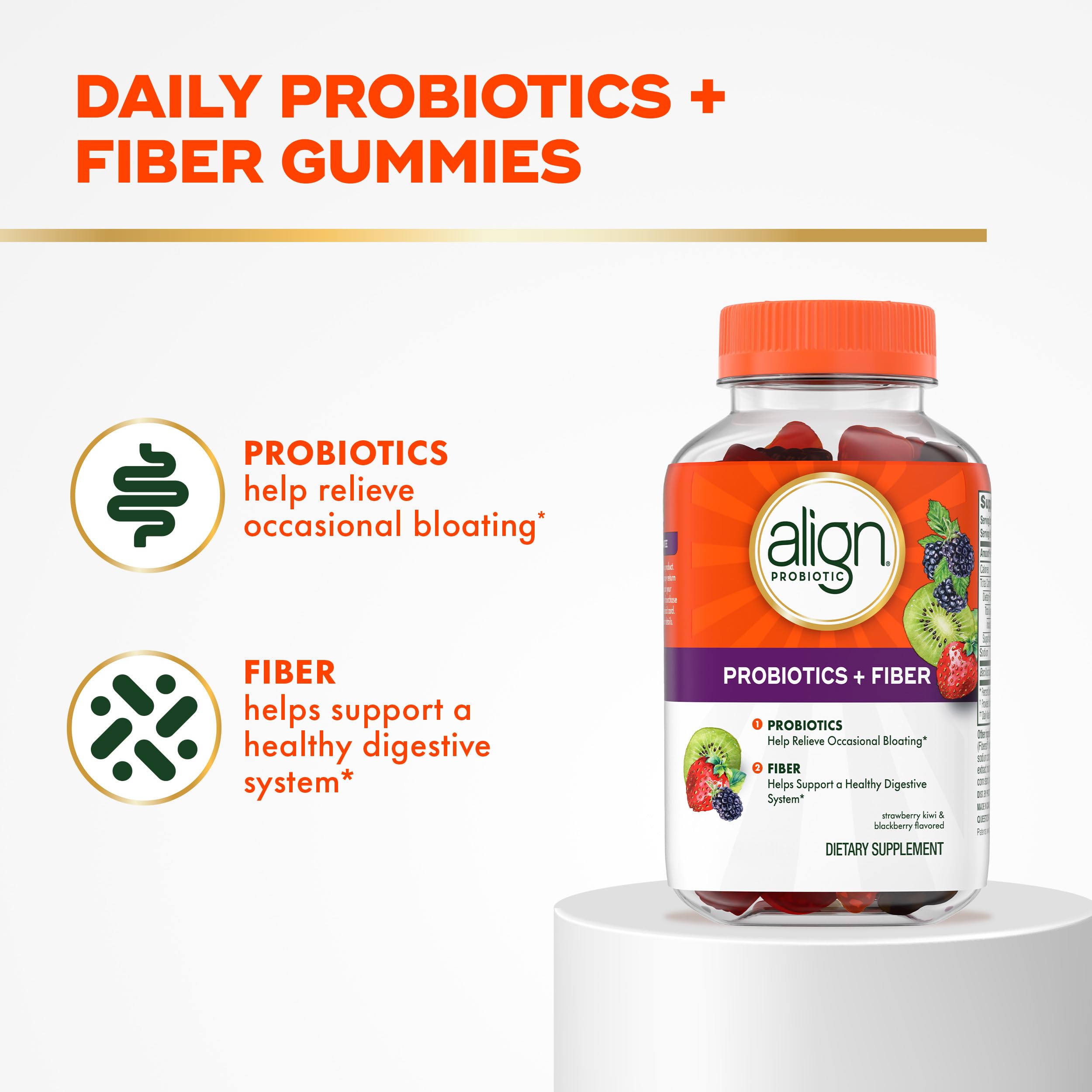 Align Probiotic, Probiotics + Fiber Gummies, Probiotics Help Relieve Occasional Bloating*, Fiber Helps Support a Healthy Digestive System*, #1 Doctor Recommended Probiotic Brand‡, 90 Gummies Align uk supplements