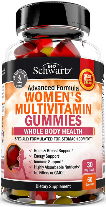Women's Multivitamin Gummies with Vitamin A C B6 B12 D & E Vitamins for Immune Support - Gummy Multivitamin for Women BioSchwartz uk supplements