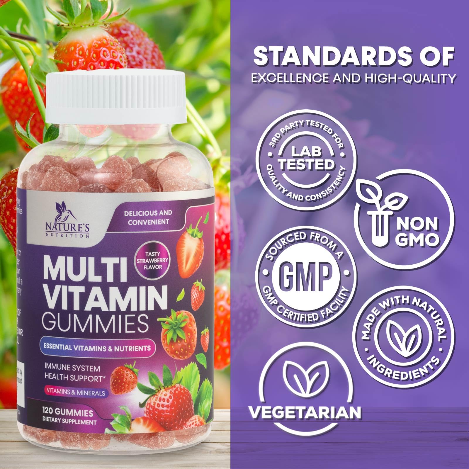 Multivitamin Gummies for Adults - Daily Adult Multivitamins Gummy with Vitamins A, C, D, B12 for Women & Men Nature's Nutrition uk supplements