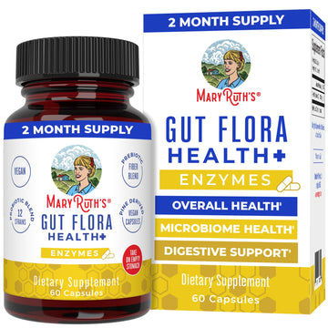 MaryRuth Organics Gut Flora Health+ Enzymes | Up to 2 Month Supply | Prebiotic Probiotic Digestive Enzymes Blend for Healthy Gut Biome & Digestive Support | Gastrointestinal Health | 60 Capsules MARYRUTH'S uk supplements