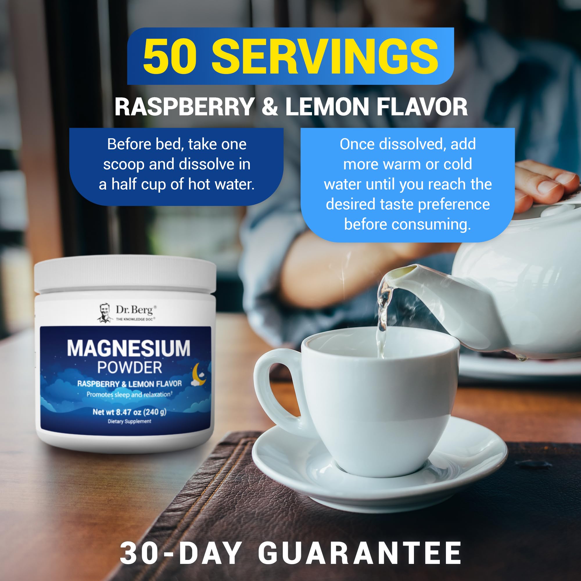 Dr. Berg Magnesium Glycinate Powder for Sleep, Relaxation, & Stress Relief - Now Includes Vitamin D3 & Zinc - Delicious Raspberry & Lemon Flavor (50 Servings) Magnesium Powder - Magnesium Drink Powder Dr. Berg Nutritionals uk supplements