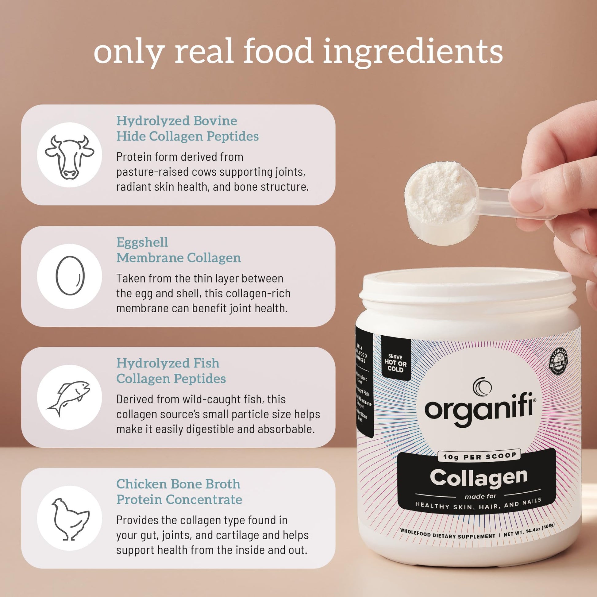 Organifi Unflavored Collagen Powder - Supports Stronger Skin, Nail, and Hair, 40 Servings Organifi uk supplements