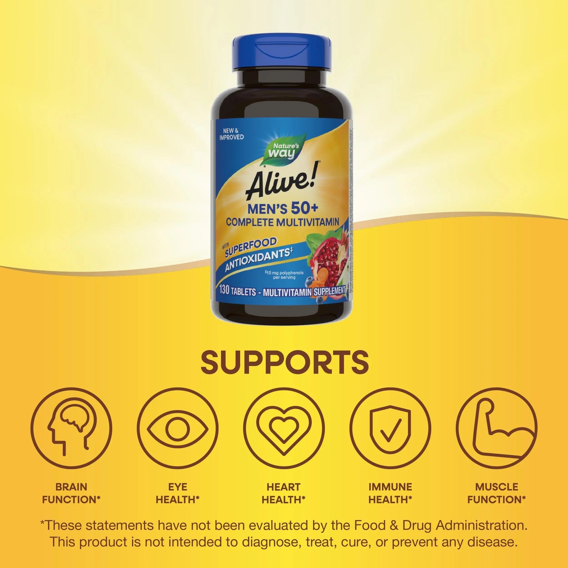 Nature’s Way Alive! Men’s 50+ Complete Multivitamin, Supports Multiple Body Systems*, Supports Cellular Energy Nature's Way uk supplements