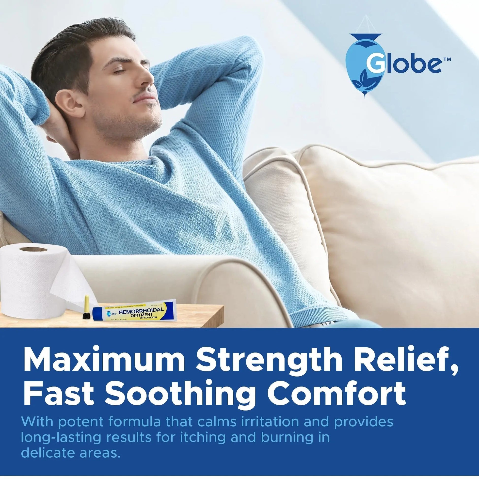 Globe Hemorrhoidal Ointment w/ Applicator, Phenylephrine HCl, Petrolatum Mineral Oil, Maximum Strength Formula for Burning, Discomfort & Itching, 2 oz Hemorrhoidal Ointment uk supplements