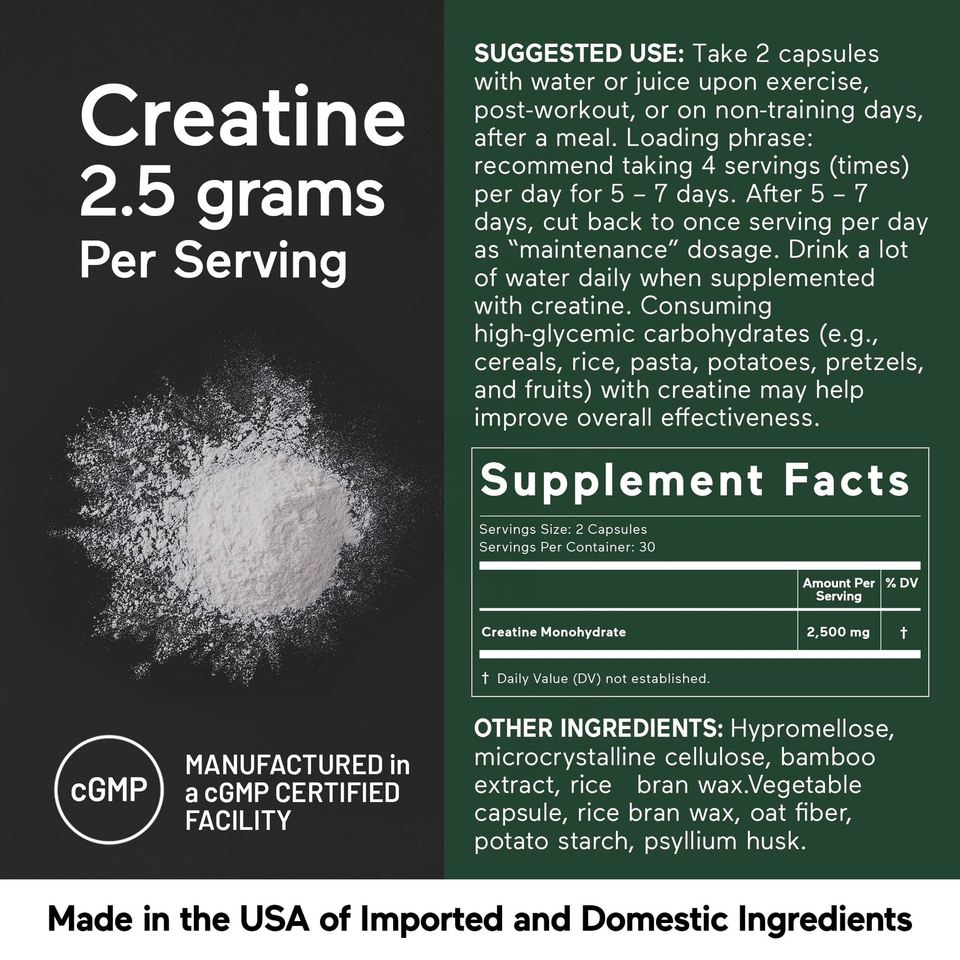 SMARTERNUTRITION Creatine Monohydrate Pills with 2500mg (2.5g) Per Serving, Vegan Capsules - Pre & Post Workout Recovery Support, Promotes Muscle Mass &. Endurance - 60 Count[30-Day Supply] SMARTERNUTRITION uk supplements