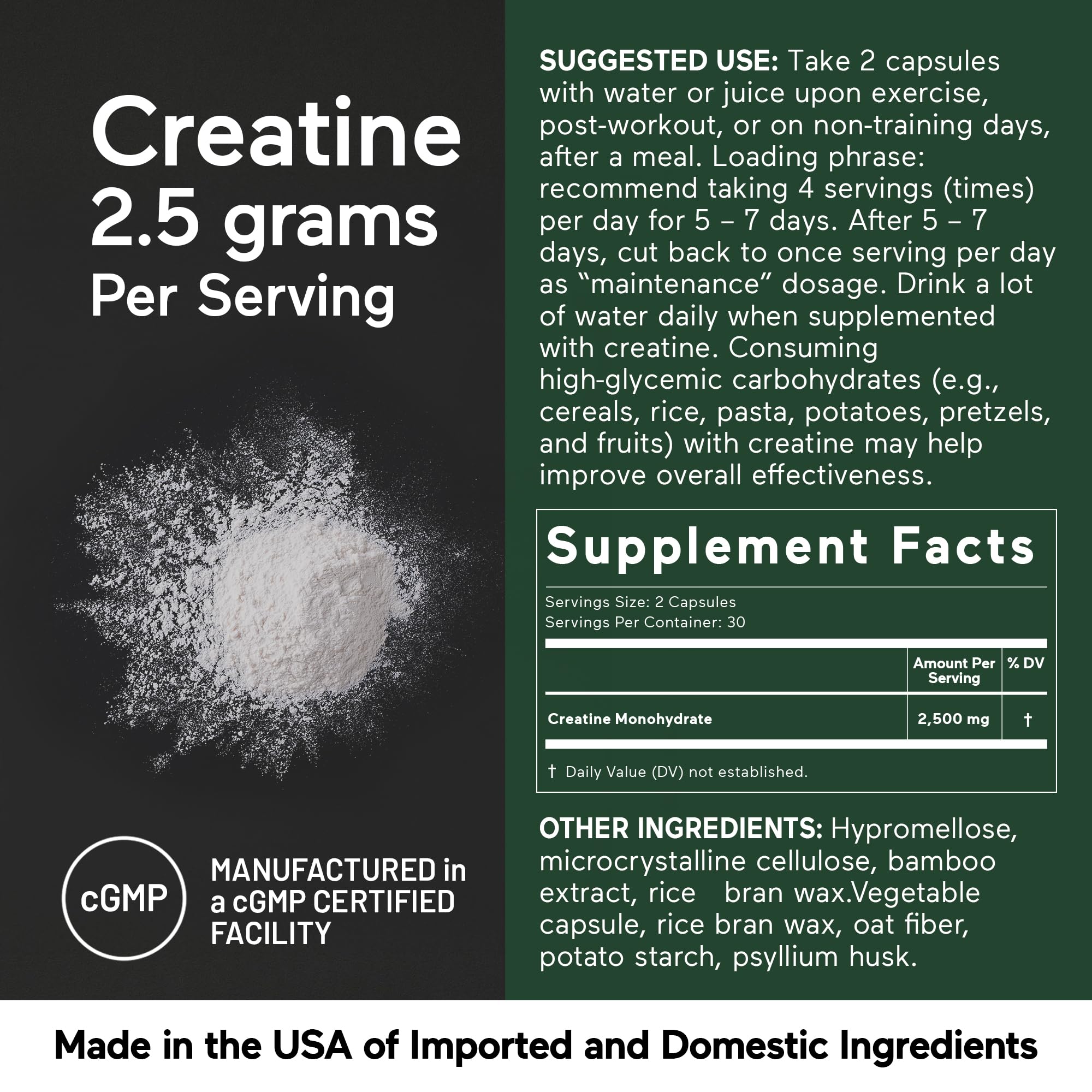 SMARTERNUTRITION Creatine Monohydrate Pills with 2500mg (2.5g) Per Serving, Vegan Capsules - Pre & Post Workout Recovery Support, Promotes Muscle Mass &. Endurance - 60 Count[30-Day Supply] SMARTERNUTRITION uk supplements