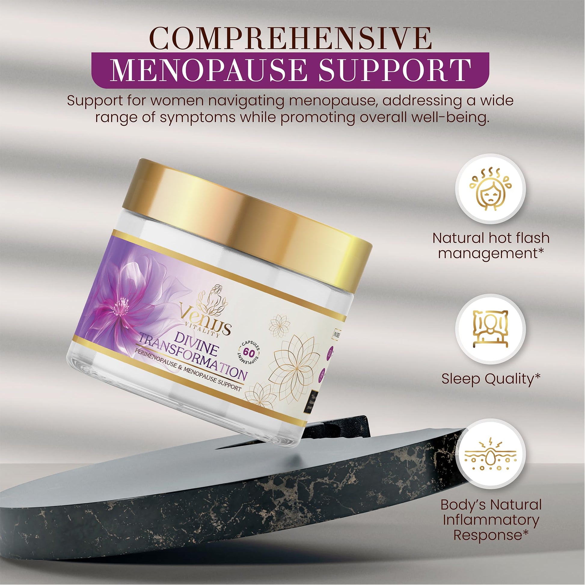 Menopause Supplements for Women - Female Hormone Balance & Immune Support - Mood Swings & Restful Sleep - Valerian Root & Saw Palmetto - Black Cohosh for Menopause Hot Flashes Relief - 60 Capsules Venus Vitality uk supplements