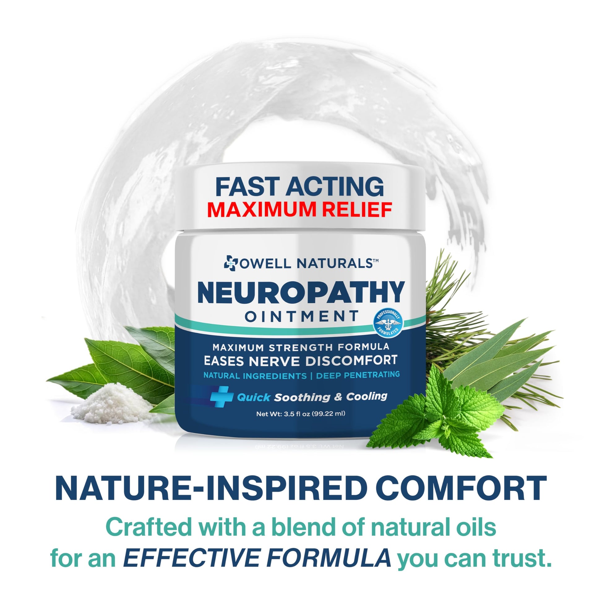 Owell Naturals Neuropathy Nerve Ointment for Feet, Fingers, Hands, Toes, Back, Legs & Arms - Fast-Acting Formula, Max Strength, Cooling Effect, 3.5 Fl Oz Owell Naturals uk supplements