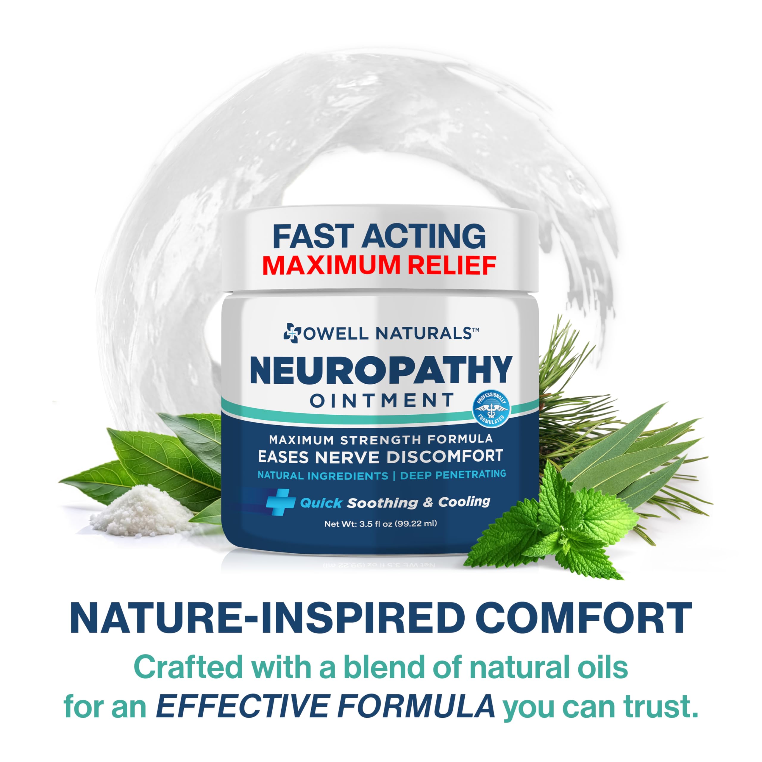 Owell Naturals Neuropathy Nerve Ointment for Feet, Fingers, Hands, Toes, Back, Legs & Arms - Fast-Acting Formula, Max Strength, Cooling Effect, 3.5 Fl Oz Owell Naturals uk supplements