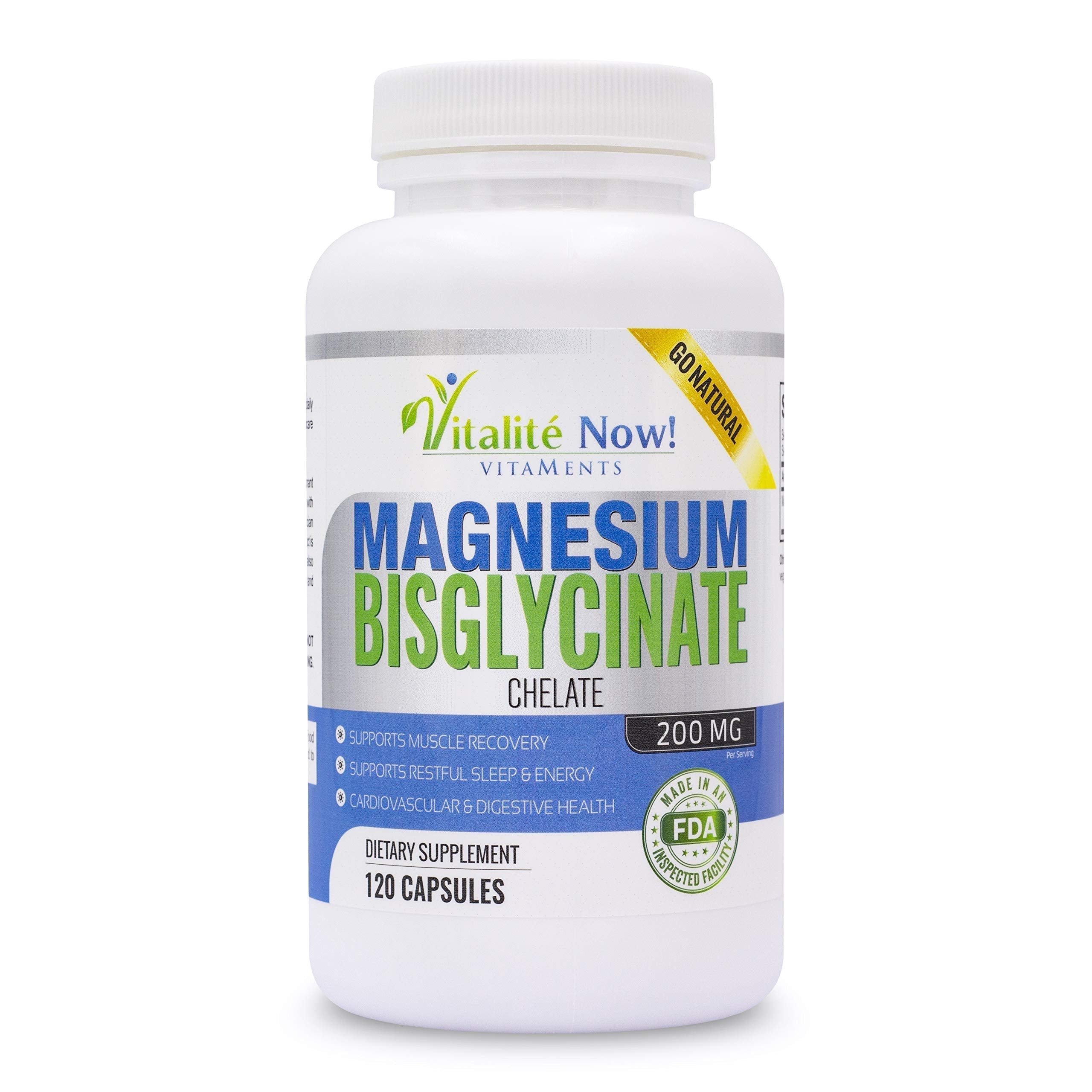 Vitalité Now! Magnesium Bisglycinate 200mg - 100% Chelated Capsules for Superior Absorption - Gentle Formula, No Laxative Effect - Sleep Energy Cramps Muscle Support - Fully Reacted & Buffered Vitalité Now! uk supplements