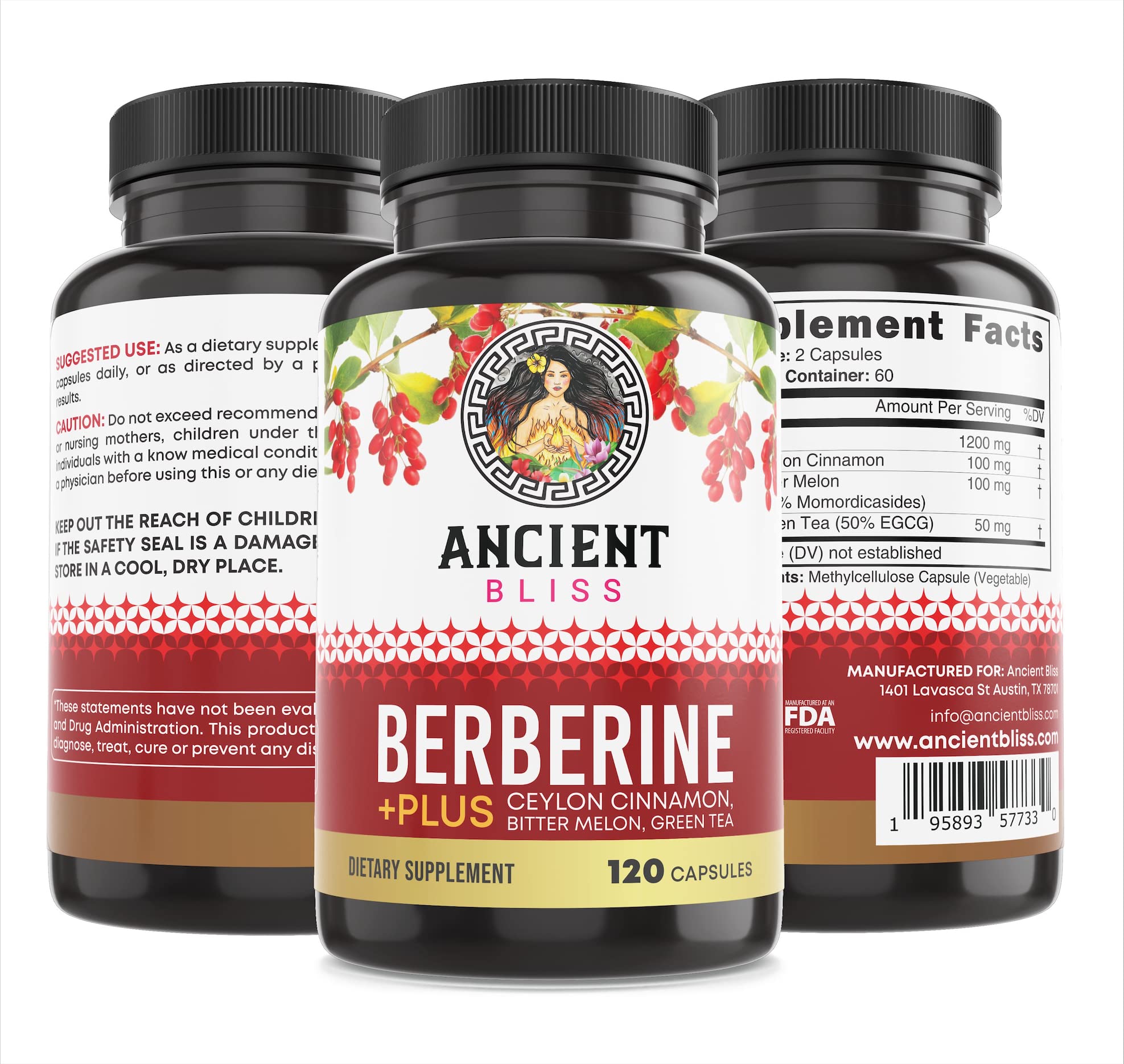 Ancient Bliss Berberine HCL 1200mg with Ceylon Cinnamon, Bitter Melon, and Green Tea Ancient Bliss uk supplements