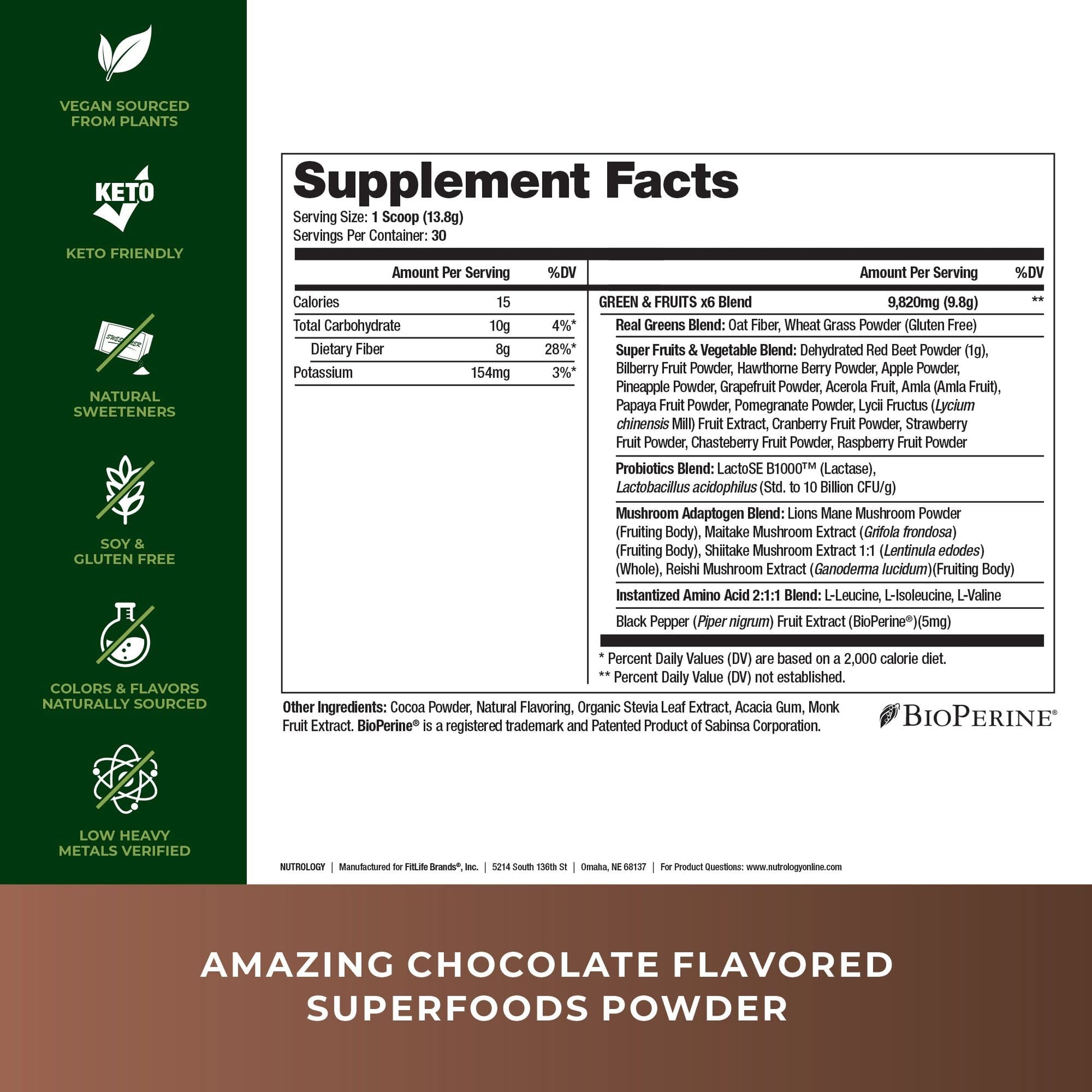 Nutrology Greens & Fruits Powder-Naturally Sourced Superfood, Chocolate (30 Servings) Beet Natural O2, Pre Workout Powder, Passion Fruit Flavor (30 Servings) Nutrology uk supplements