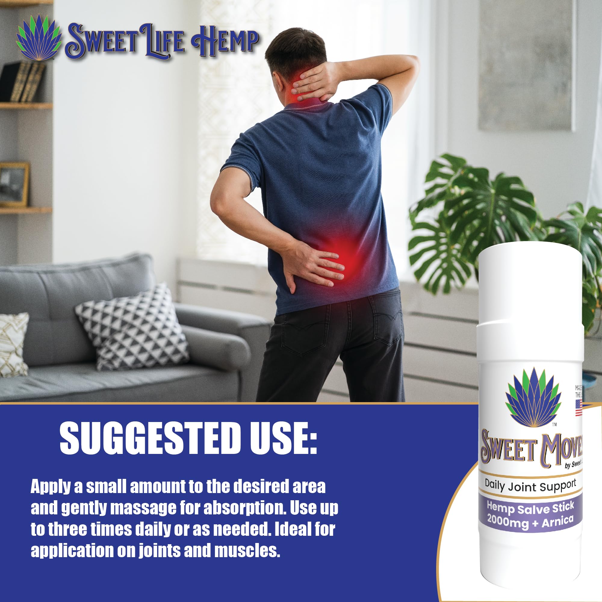 Sweet Life | Hemp Salve Stick | 2000mg | Small Business | Organic | Body Balm | Muscle Comfort Sweet Life uk supplements