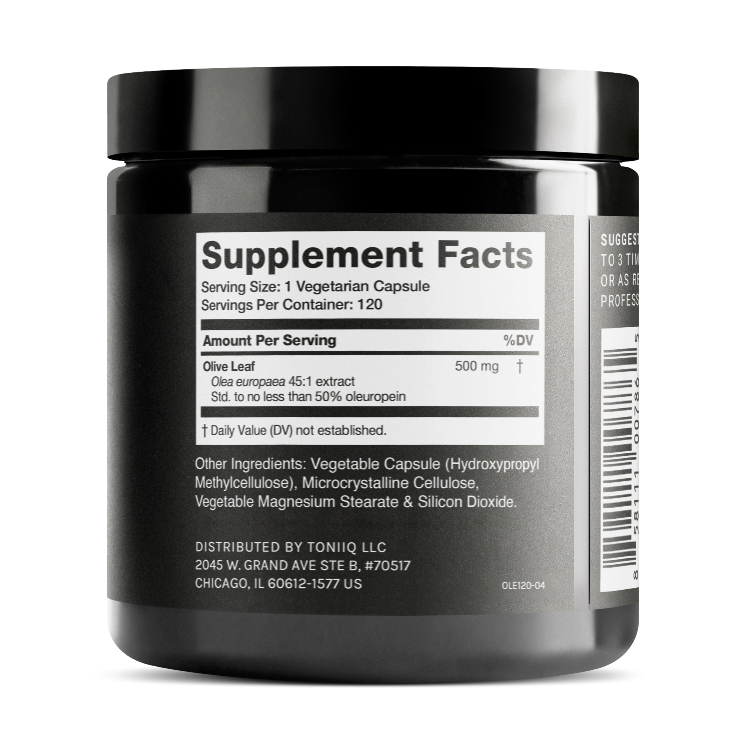 Toniiq Olive Leaf Extract - Ultra High Potency 45:1 Extract with 50% Oleuropein - Highly Concentrated - Third-Party Lab Tested - 120 Capsules Toniiq uk supplements