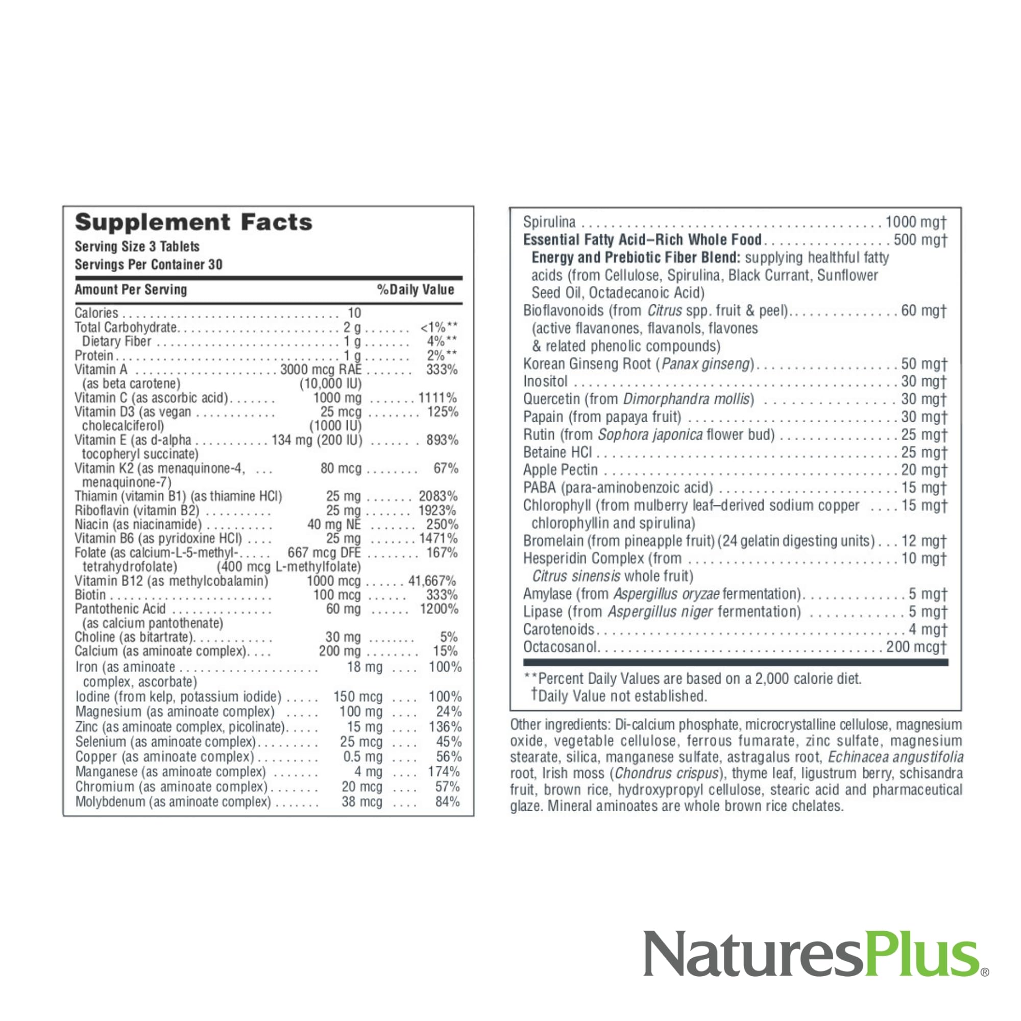 NaturesPlus Source of Life - 90 Tablets - Multivitamin & Mineral Supplement with Concentrated Whole Foods - Gluten Free, Vegetarian - 30 Servings NaturesPlus uk supplements