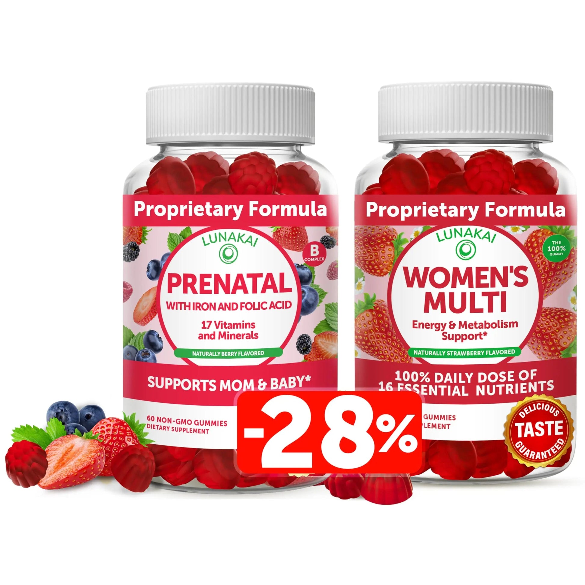 Lunakai Prenatal Vitamin and Women's Multivitamin Gummies Bundle - Pregnancy Multivitamin Gummy with Iron & Folic Acid Lunakai uk supplements