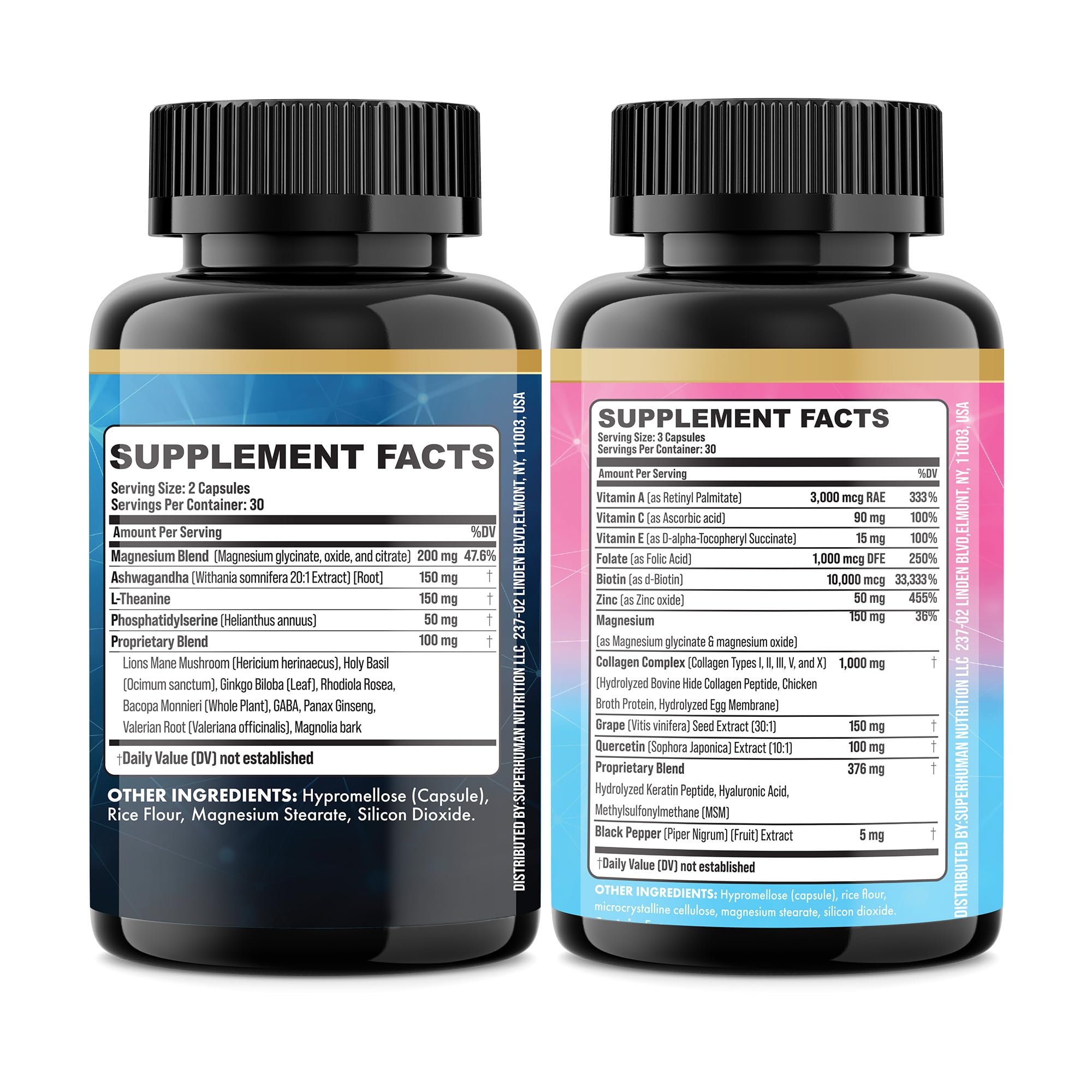 Parrox Shining Serenity Set, Cortisol Support with Ashwagandha, L-Theanine, Magnesium, Lions Mane, GABA, Bacopa Monnieri, Collagen I, II, III, V, X, Folate, Biotin, Keratin, Hyaluronic Acid, Quercetin Parrox uk supplements