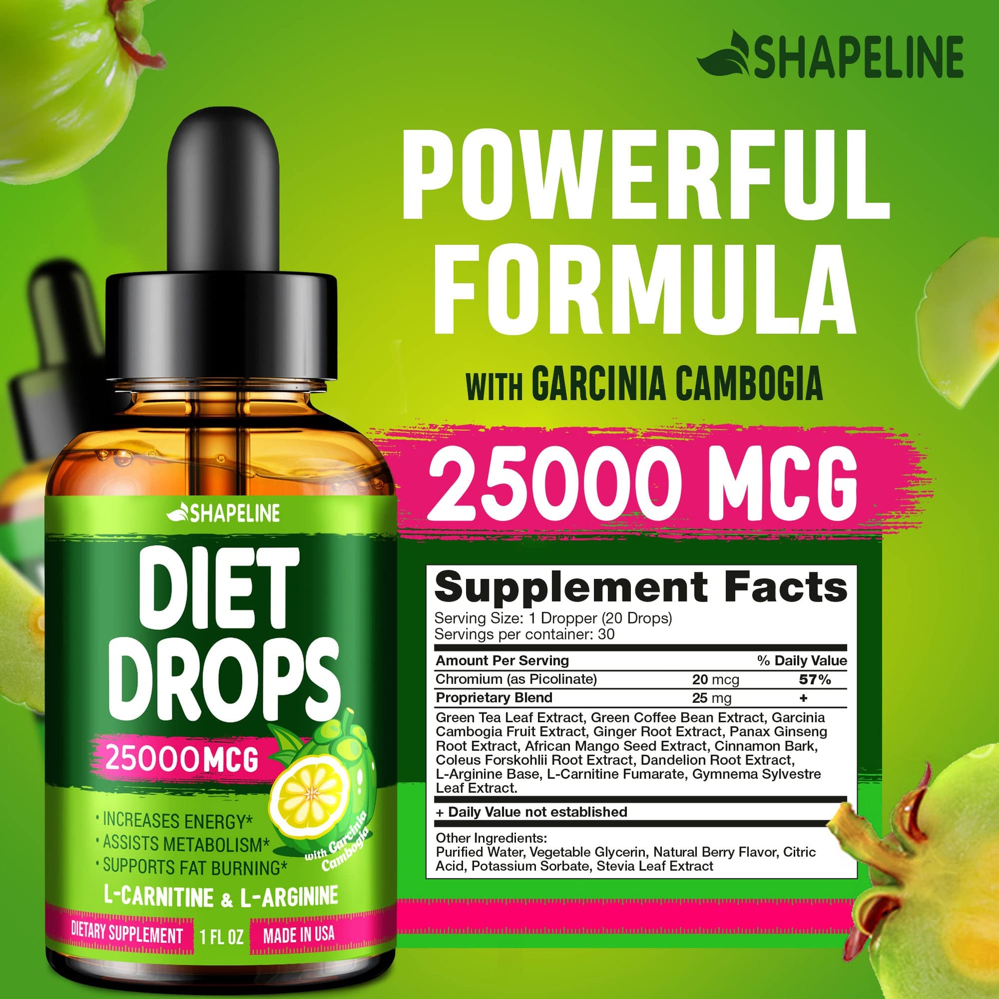 SHAPELINE Weight Loss Drops - Diet Drops 1 Fl Oz & 2 Fl Oz - Made in The USA - Appetite SHAPELINE uk supplements