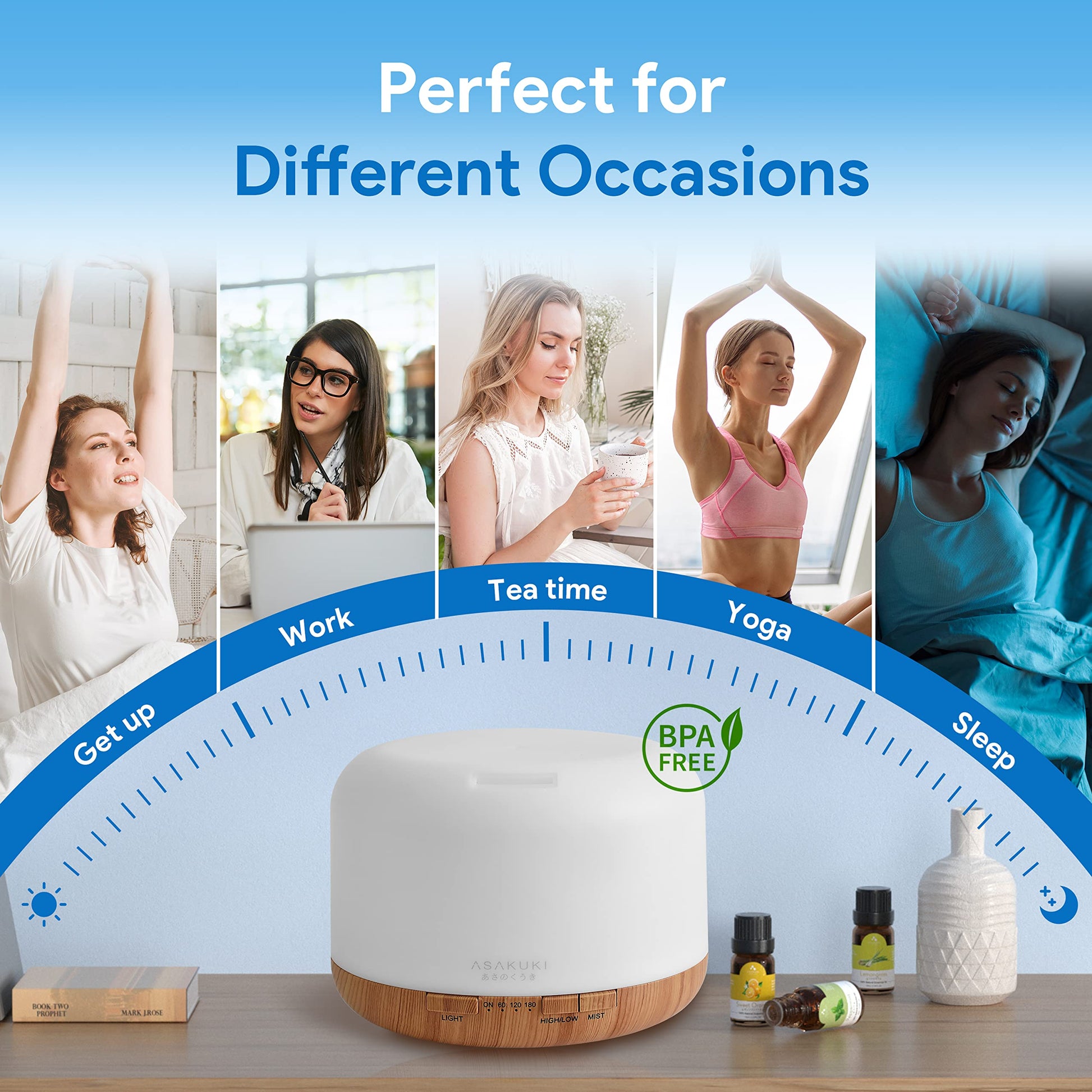 ASAKUKI 500ml Premium, Essential Oil Diffuser with Remote Control, 5 in 1 Ultrasonic Aromatherapy Fragrant ASAKUKI uk supplements