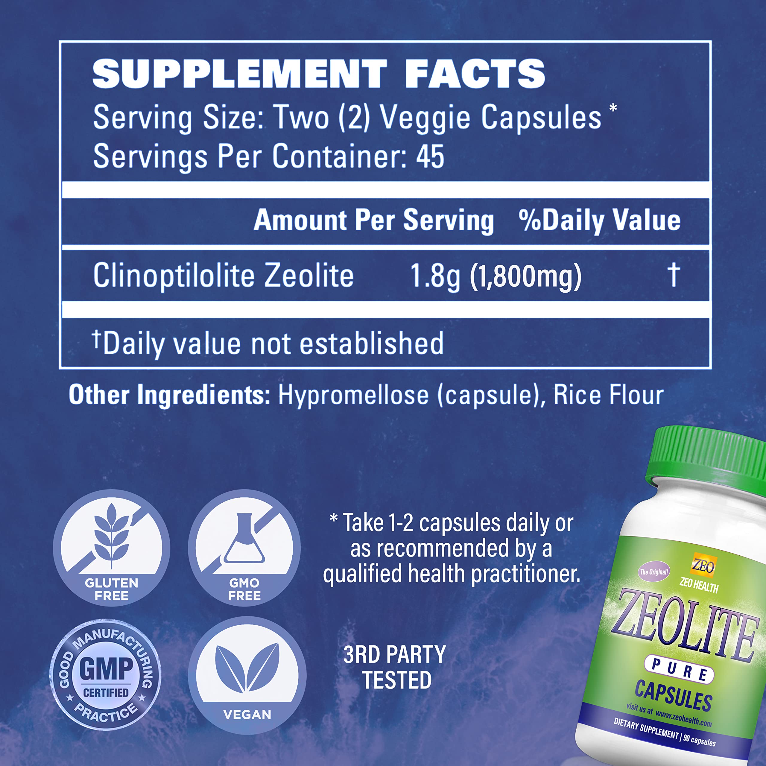 Zeolite Pure Capsules | Zeolite Detox, Extra Strength | Pure, Full Body Cleanse for Women Zeo Health uk supplements