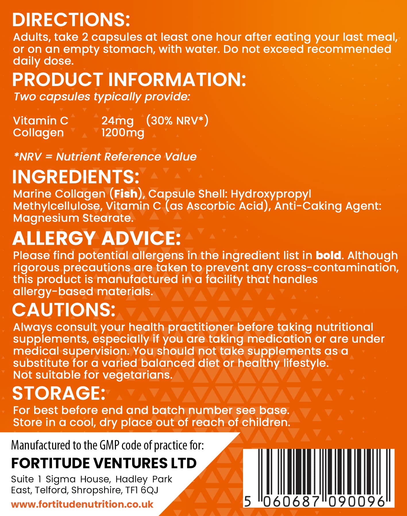 Marine Collagen Capsules | Hydrolyzed Marine Collagen with Vitamin C | High Strength Collagen Fortitude Nutrition uk supplements