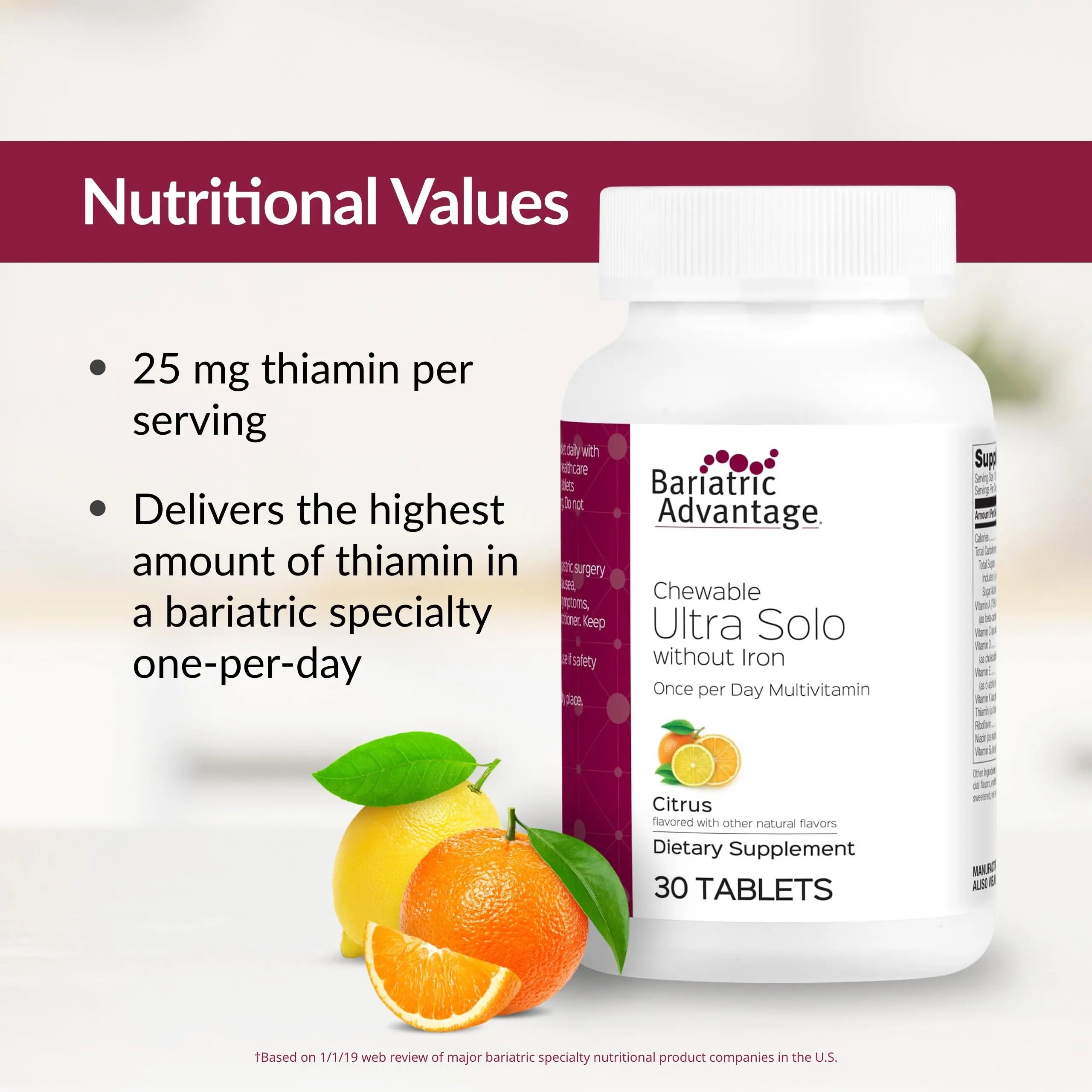 Bariatric Advantage Chewable Ultra Solo Without Iron - Once-Per-Day Daily Multivitamin - for Bariatric Surgery Patients Bariatric Advantage uk supplements