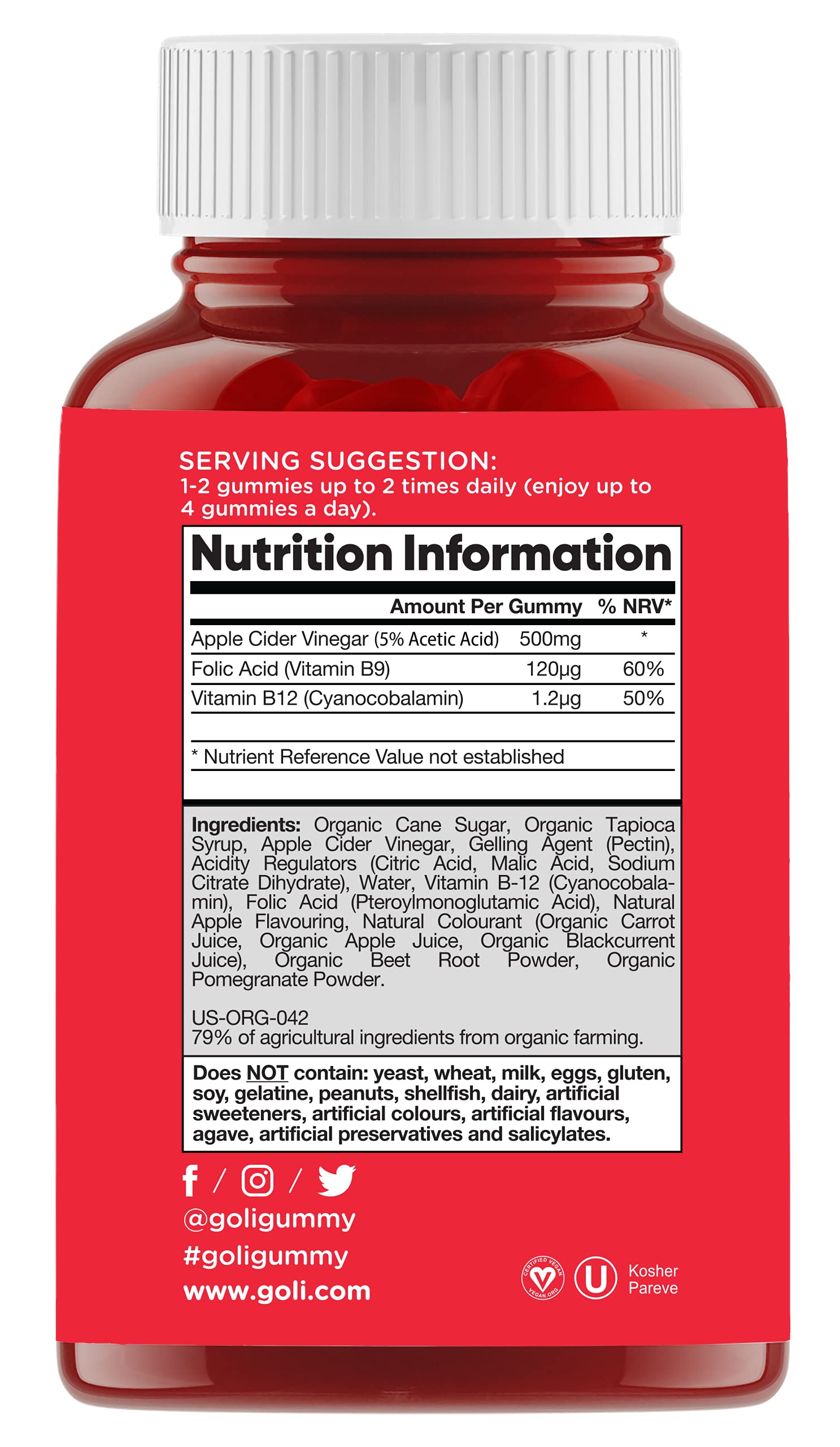Goli Nutrition Goli nutrition World's First Apple Cider Vinegar Gummies 60 Count, 60 Count Goli uk supplements