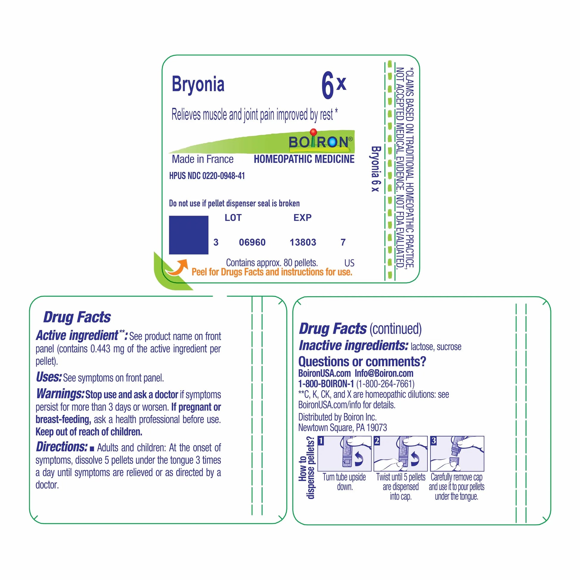 Boiron Bryonia 6X Homeopathic Medicine for Muscle & Joint Pain - 80 Pellets Boiron uk supplements