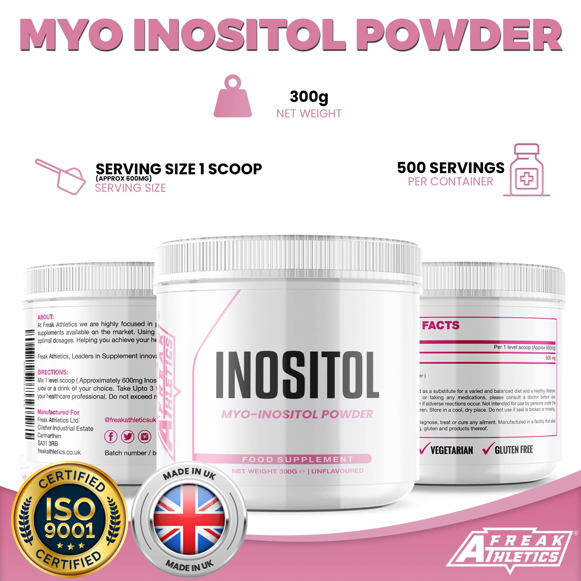 Inositol (Myo-Inositol) Powder 300g | Premium Myo Inositol Powder - Supports Women Freak Athletics uk supplements