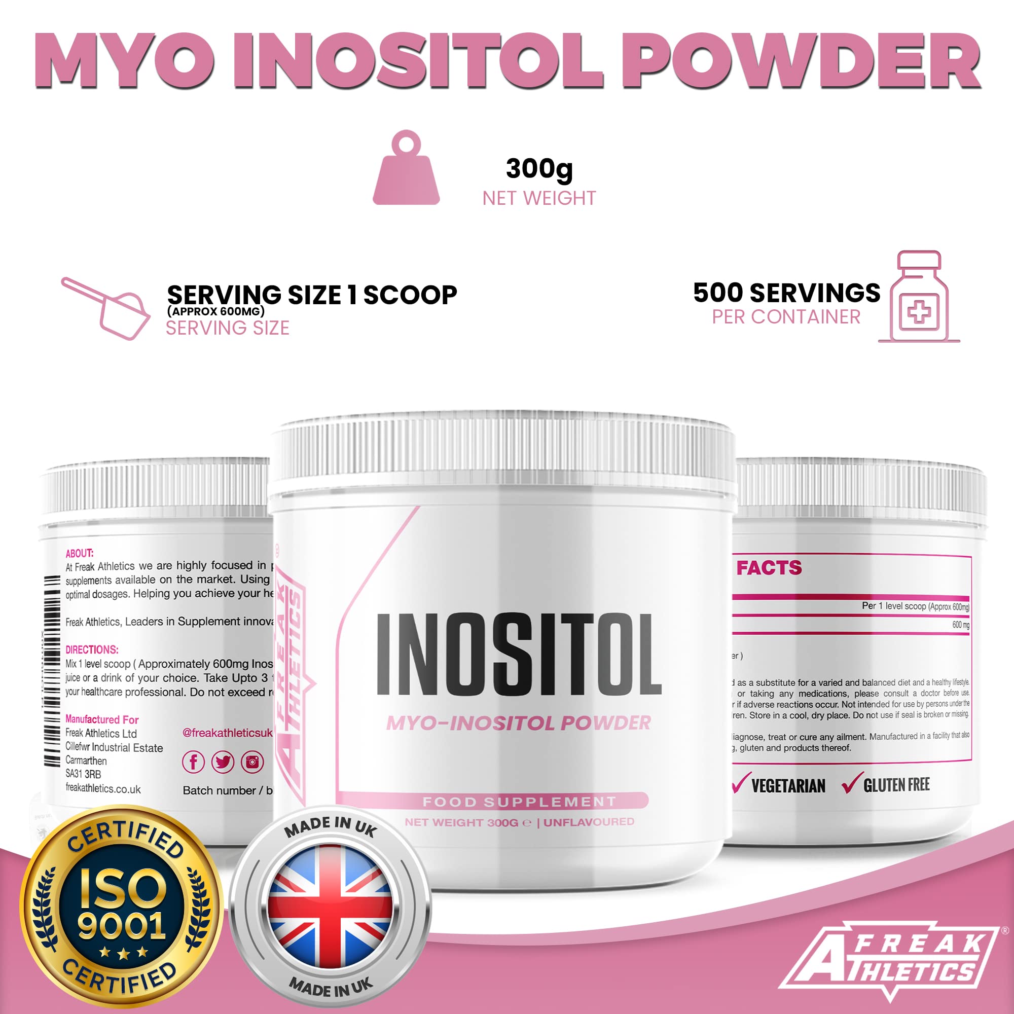 Inositol (Myo-Inositol) Powder 300g | Premium Myo Inositol Powder - Supports Women Freak Athletics uk supplements