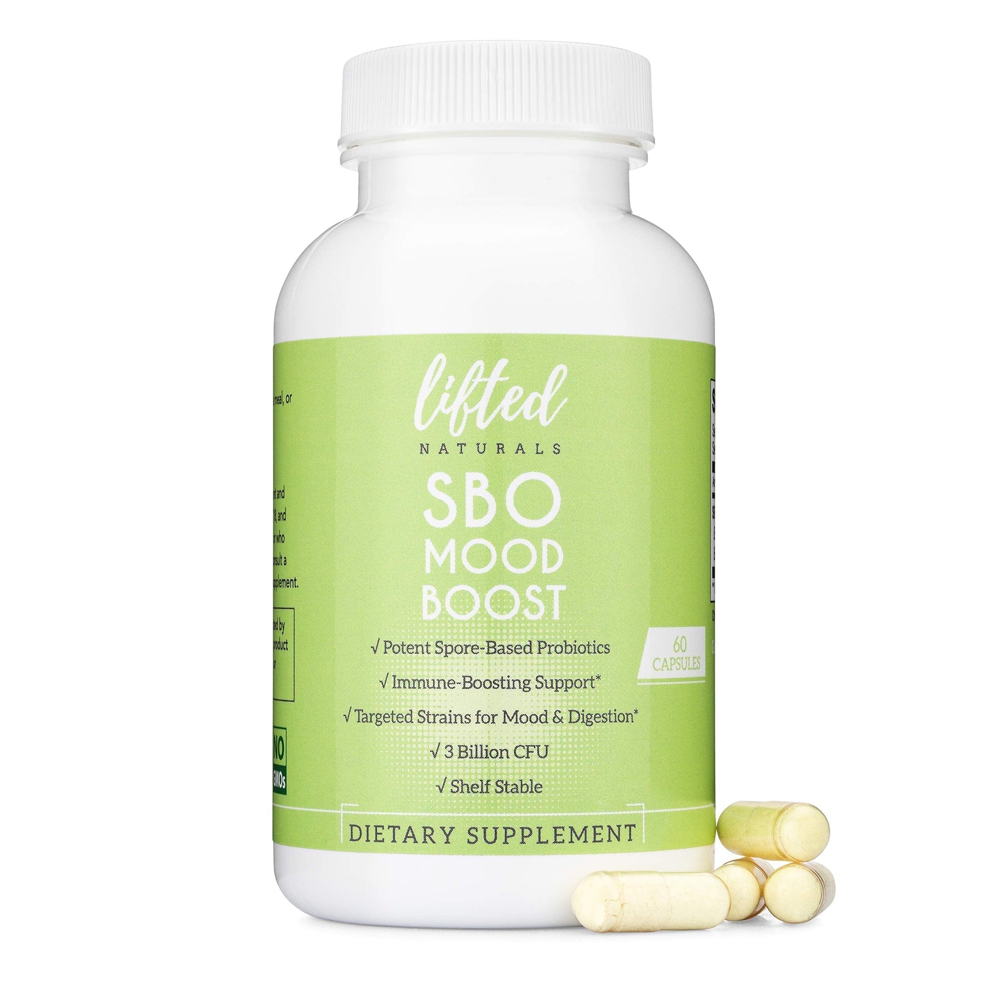 Lifted Naturals Spore Based Probiotic Probiotics - SBO Mood Boost - Spore/Soil-Based - Digestion & Natural Mood Support - Histamine-Free - 60 Day Supply, Non-GMO, Dairy-Free, Gluten-Free, Vegan Lifted Naturals uk supplements