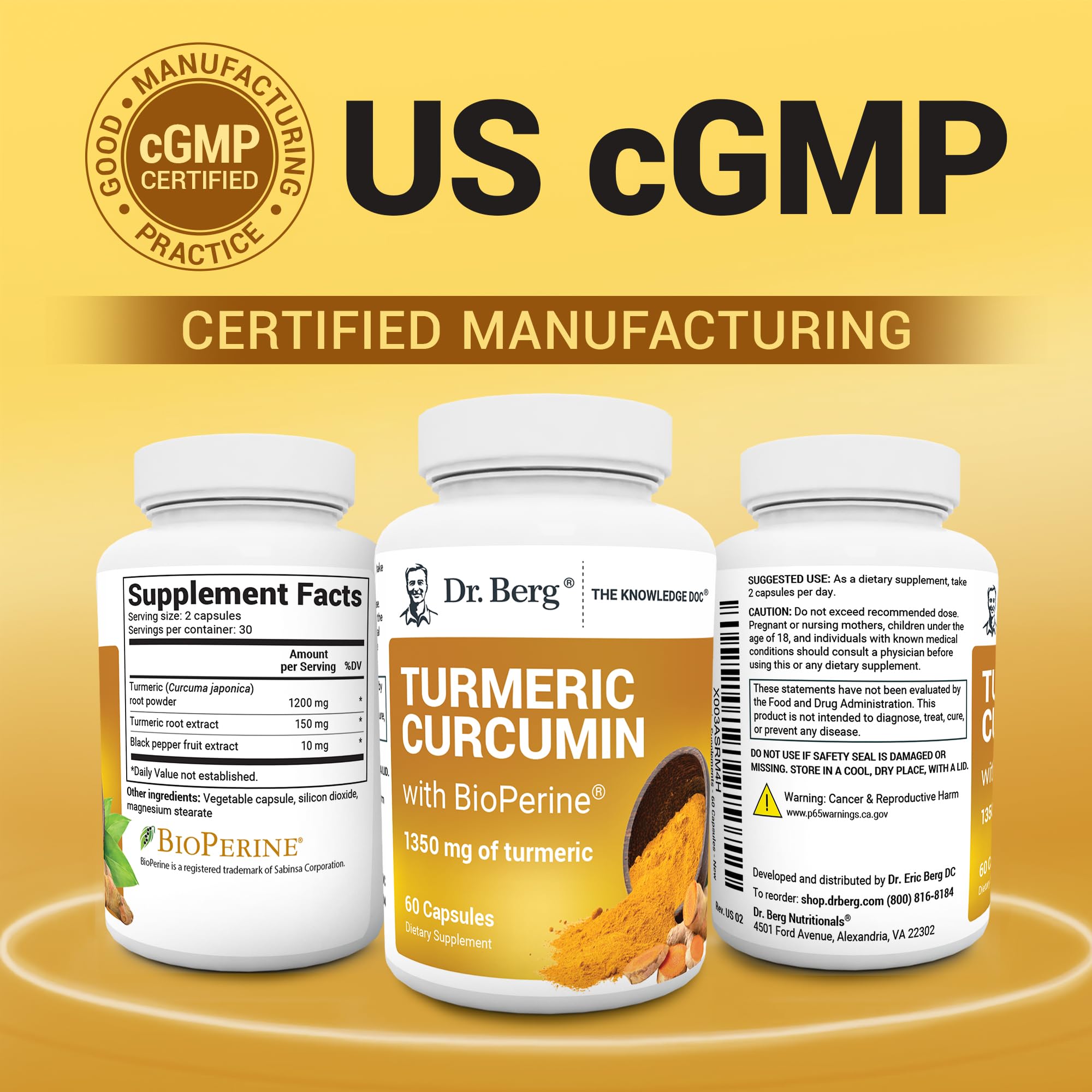 Dr. Berg (Only 2 Per Day) Turmeric Supplement with Black Pepper (BioPerine) - 1350 mg Turmeric Curcumin Supplement with 95% Curcuminoids – Turmeric Curcumin with Black Pepper – 60 Turmeric Capsules Dr. Berg Nutritionals uk supplements