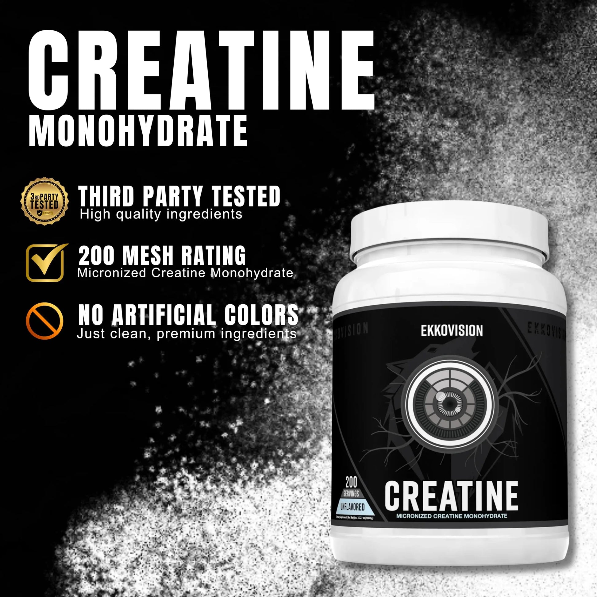 Ekkovision Creatine Monohydrate Powder, Micronized, Unflavored, Pre Workout & Post Workout Supplement for Men and Women, Energy Support, Easy to Mix in Shakes Ekkovision uk supplements