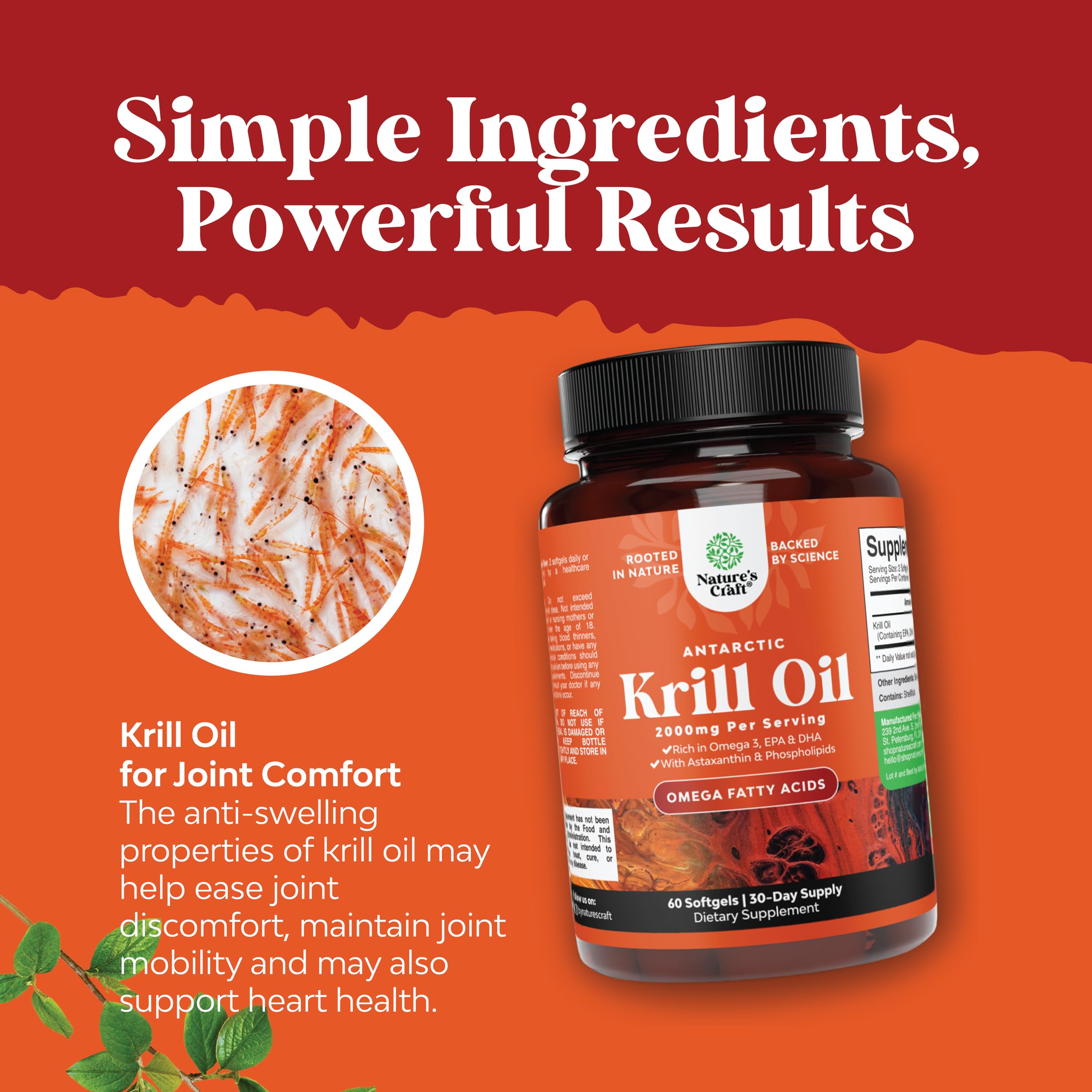 Antarctic Krill Oil 2000mg Softgels Per Serving - Omega 3 Krill Oil Supplement Natures Craft uk supplements