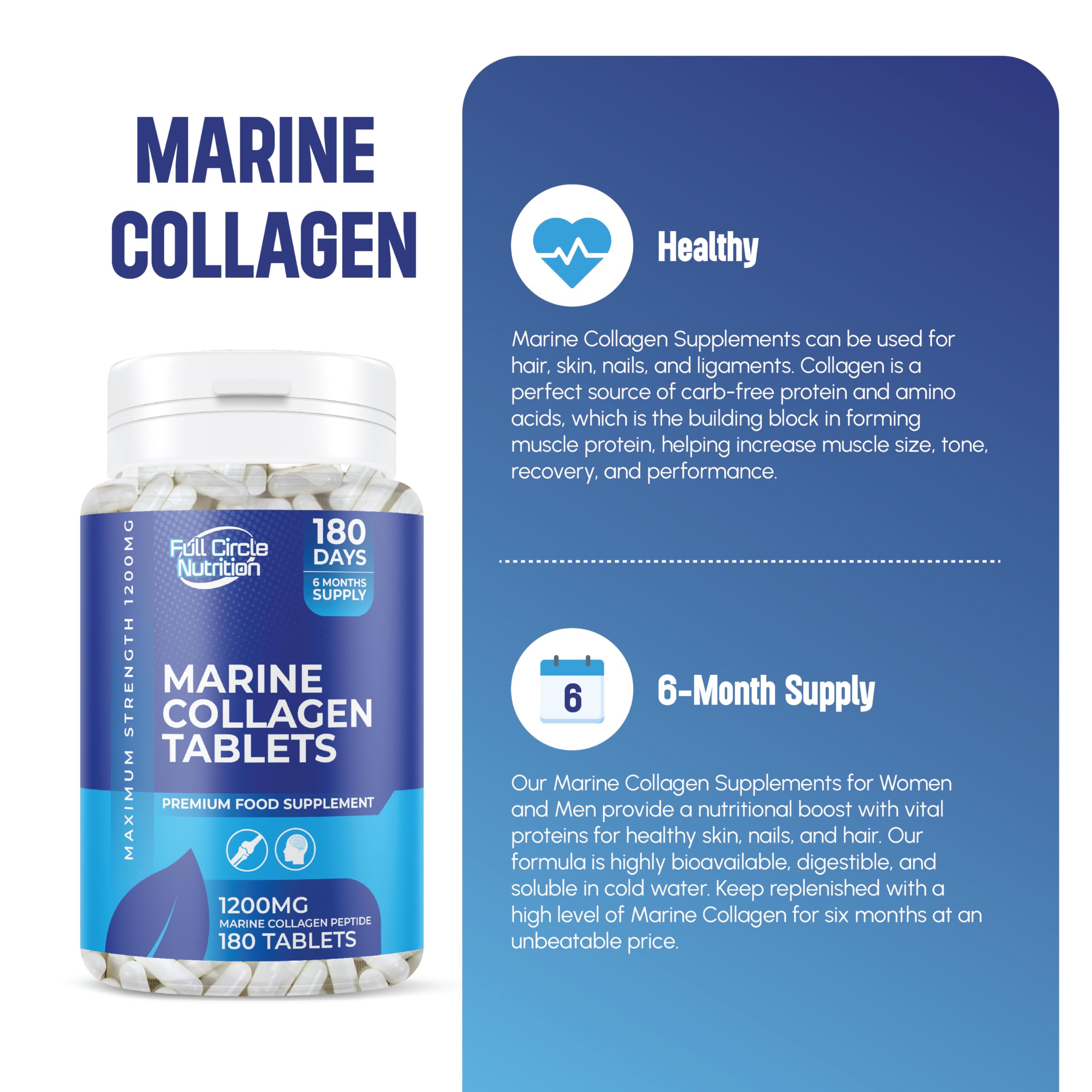 Marine Collagen Tablets 1200MG - 2400MG - 180 Days Supply Generic uk supplements
