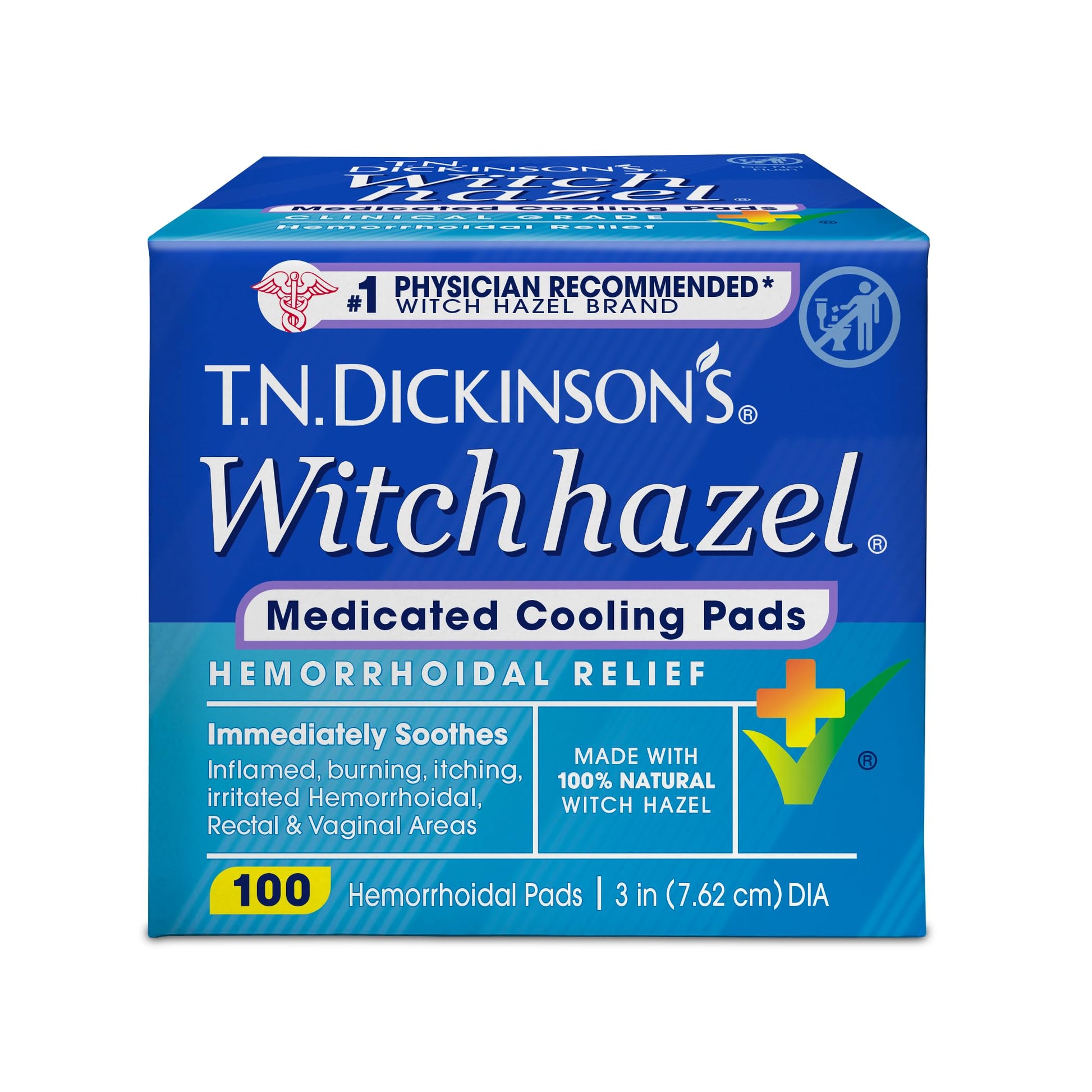 T.N. Dickinson’s Medicated Cooling Pads with Witch Hazel and Aloe | Hemorrhoid Treatment, Postpartum Care, Feminine & Rectal Relief | 100 Rounds T.N. Dickinson's uk supplements