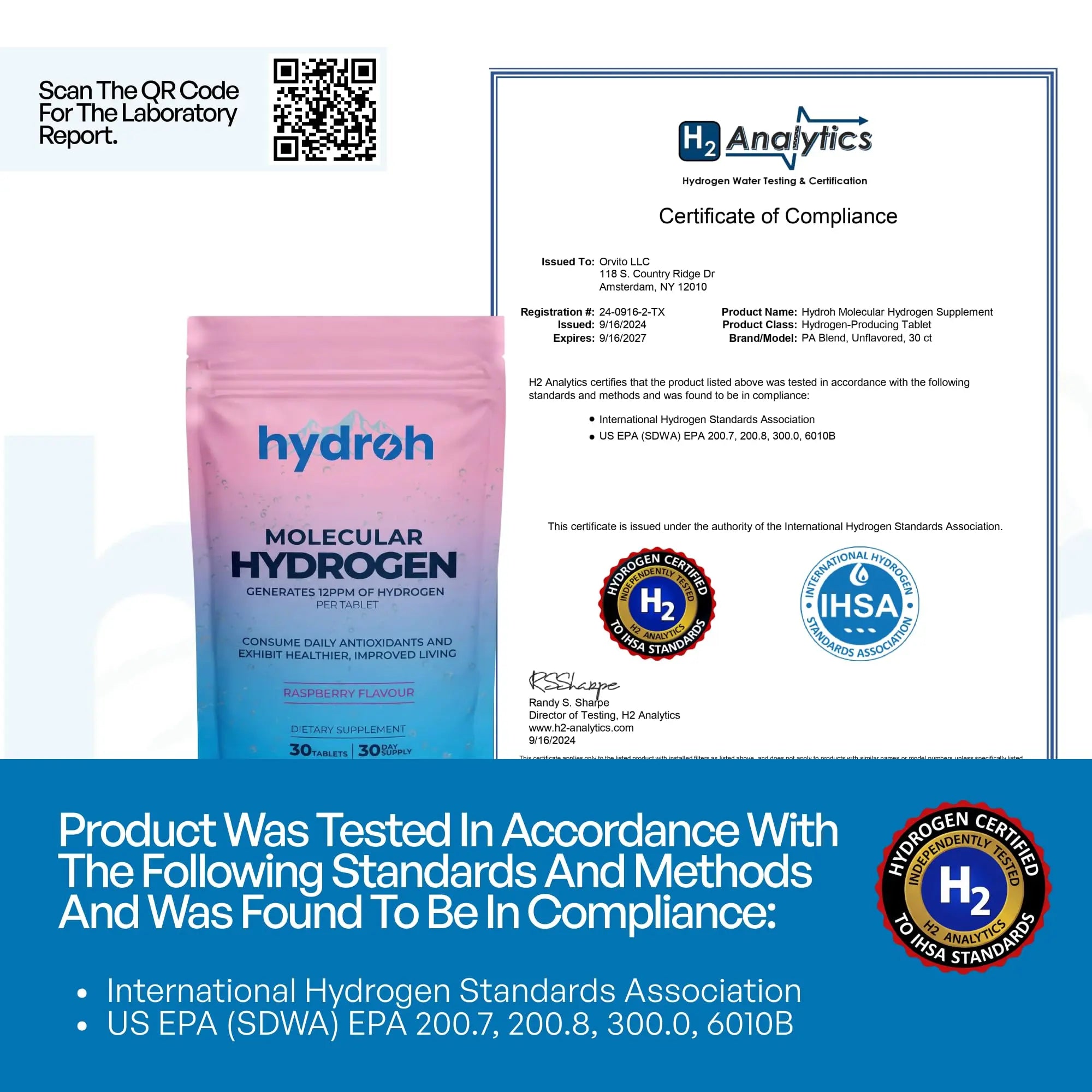 Hydrogen Water Tablets, Molecular Hydrogen Tablets for Drinking Water, Antioxidant-Rich, Supports Brain Energy & Health - Quick-Dissolving - Raspberry H2 Tabs hydroh uk supplements