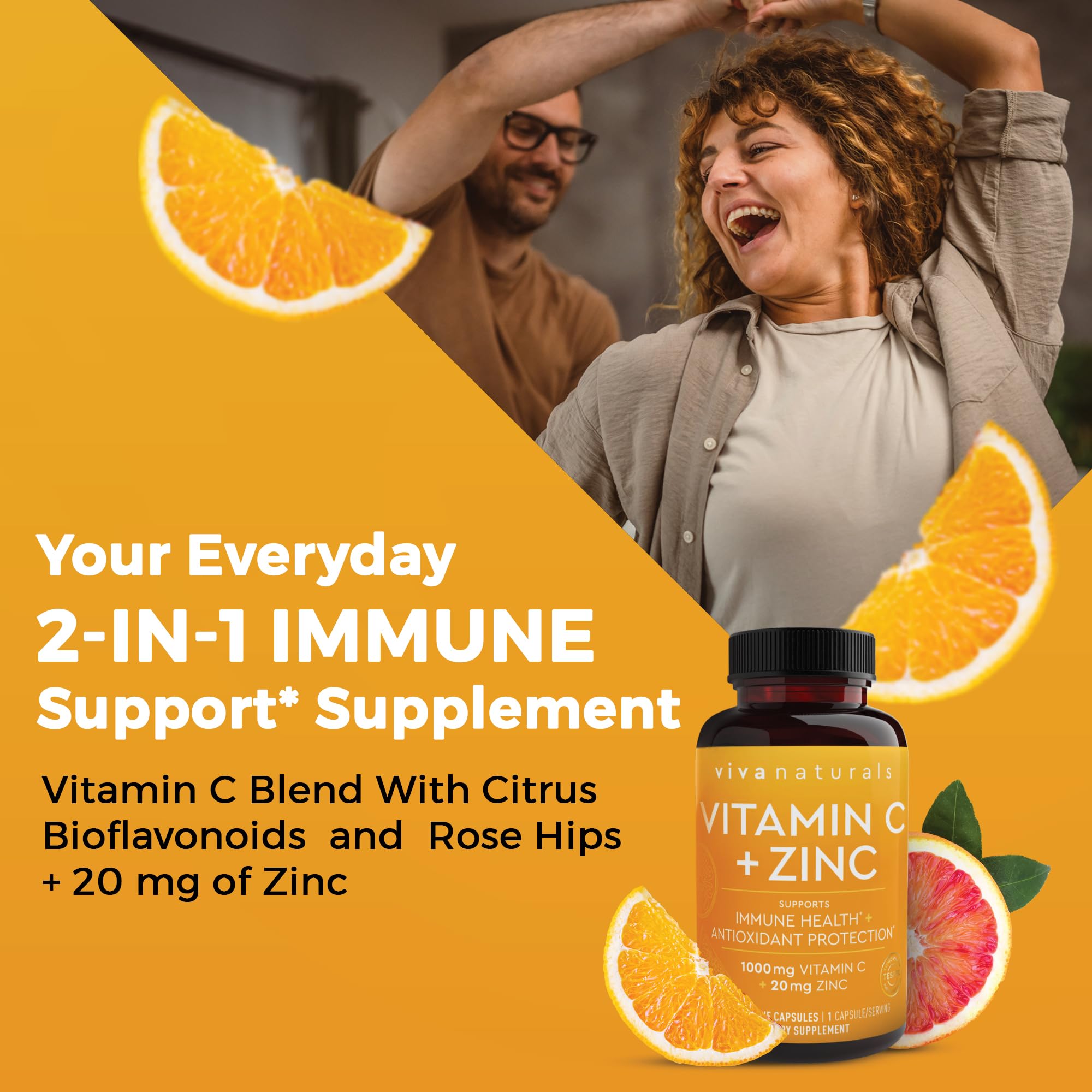 Viva Naturals Vitamin C and Zinc Supplement (250 Capsules) - 1000 mg Vitamin C with Zinc 20 mg Antioxidant Supplements for Immune Support, Vitamin Supplement for Adults Viva Naturals uk supplements