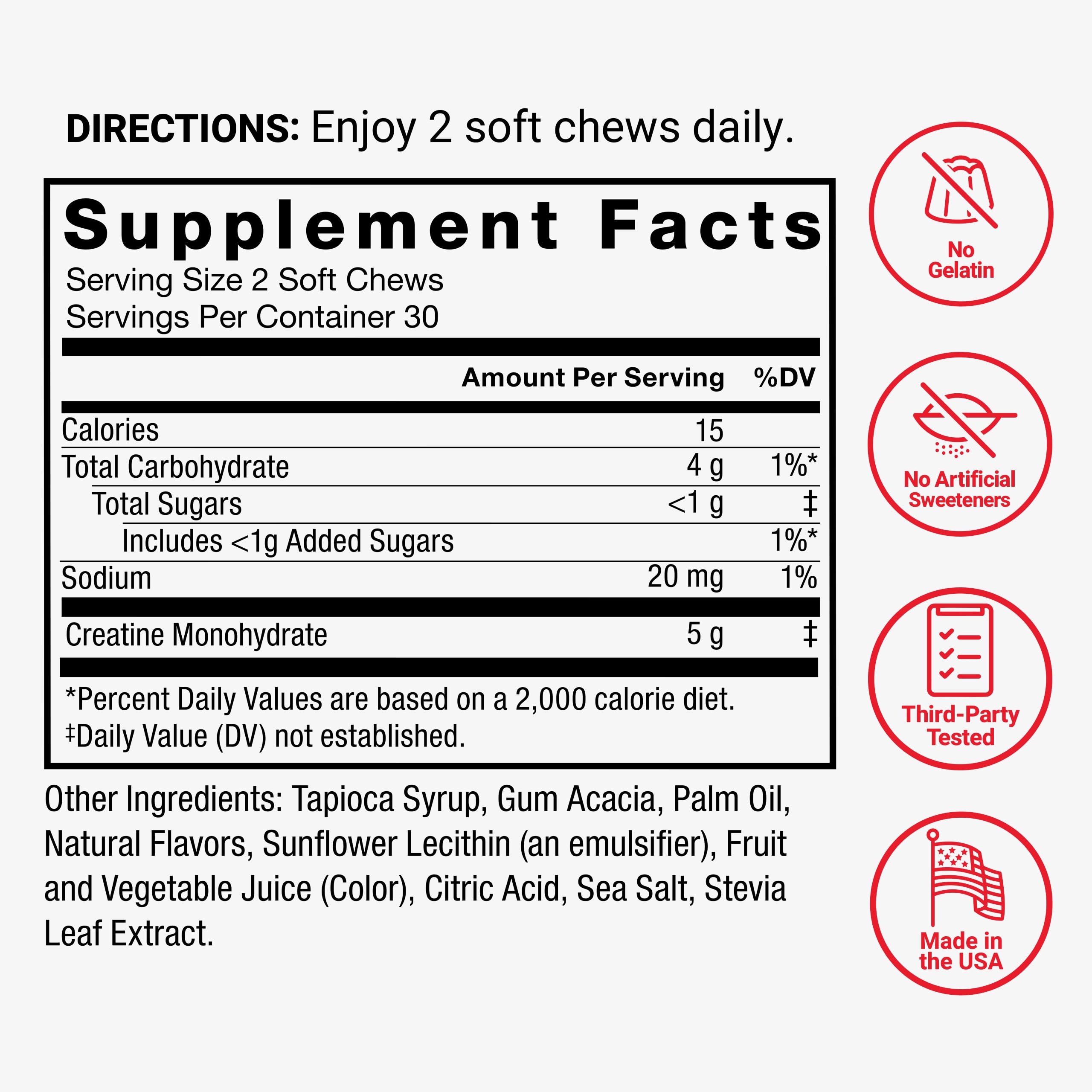 Force Factor Legendary Creatine Chews, 5g Creatine Monohydrate, Build Muscle, Improve Strength & Recovery, Support Memory & Cognitive Function, Sugar Free, Berry Blast, 60 Soft Chews Force Factor uk supplements