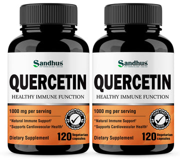 Sandhu's Quercetin 1000mg Per Serving 120 Count(Pack of 2) Vegetarian Capsules Sandhu's uk supplements