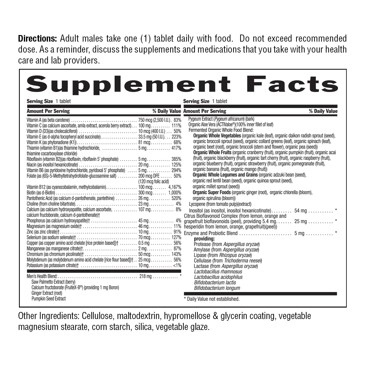Country Life Core Daily-1 for Men - Multivitamin with Probiotics, Saw Palmetto, Pumpkin Seed Extract, and Coenzymated B Vitamins - Gluten-Free and Vegetarian - 60 Tablets Country Life uk supplements